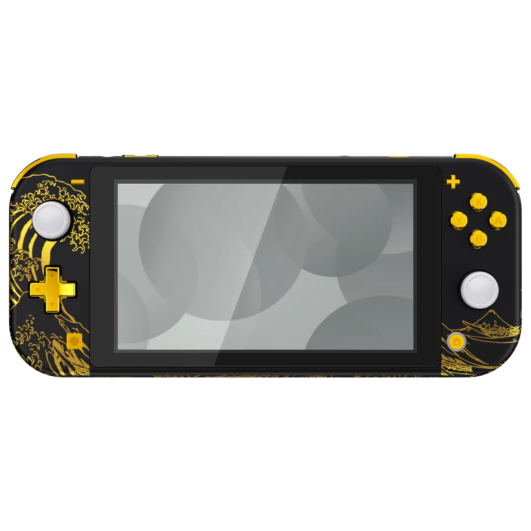 eXtremeRate Replacement Full Set Shells with ABXY Buttons & Screen Protector for Nintendo Switch Lite - The Great GOLDEN Wave Off Kanagawa - Black - Image 3