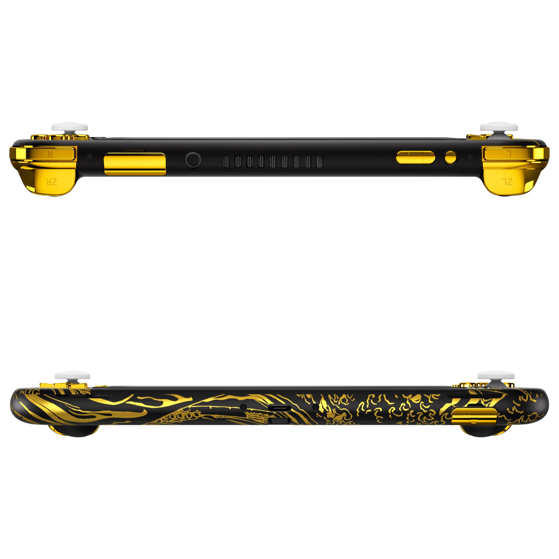 eXtremeRate Replacement Full Set Shells with ABXY Buttons & Screen Protector for Nintendo Switch Lite - The Great GOLDEN Wave Off Kanagawa - Black - Image 7