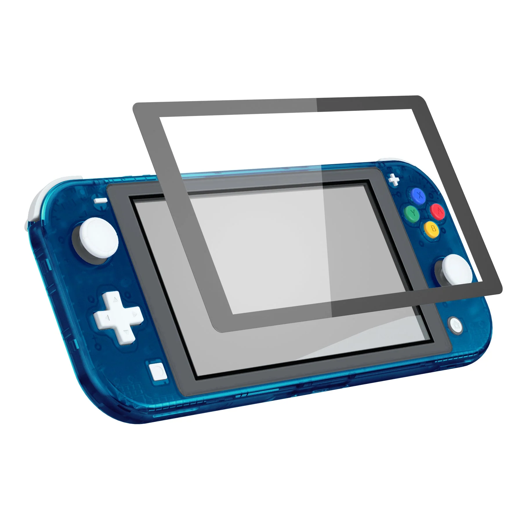 eXtremeRate Replacement Full Set Shells with ABXY Buttons & Screen Protector for Nintendo Switch Lite - Transparent Clear Blue - Image 5