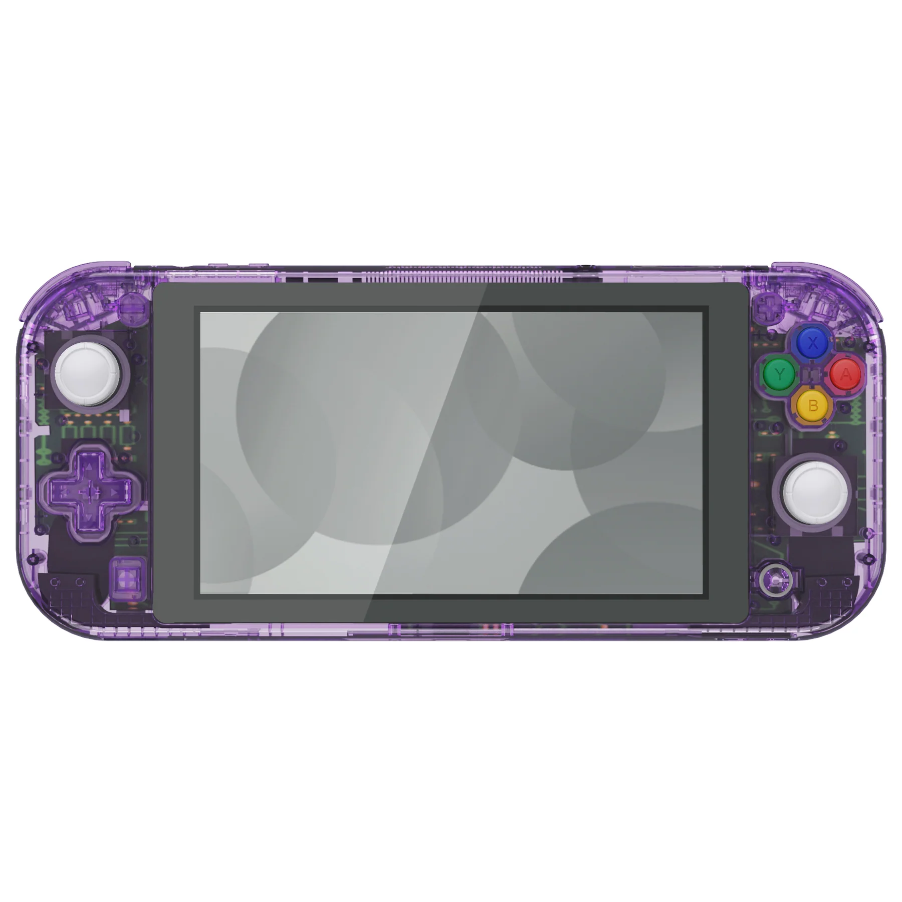 eXtremeRate Replacement Full Set Shells with Button Kit & Screen Protector for Nintendo Switch Lite - Crystal Clear Atomic Purple - Image 3