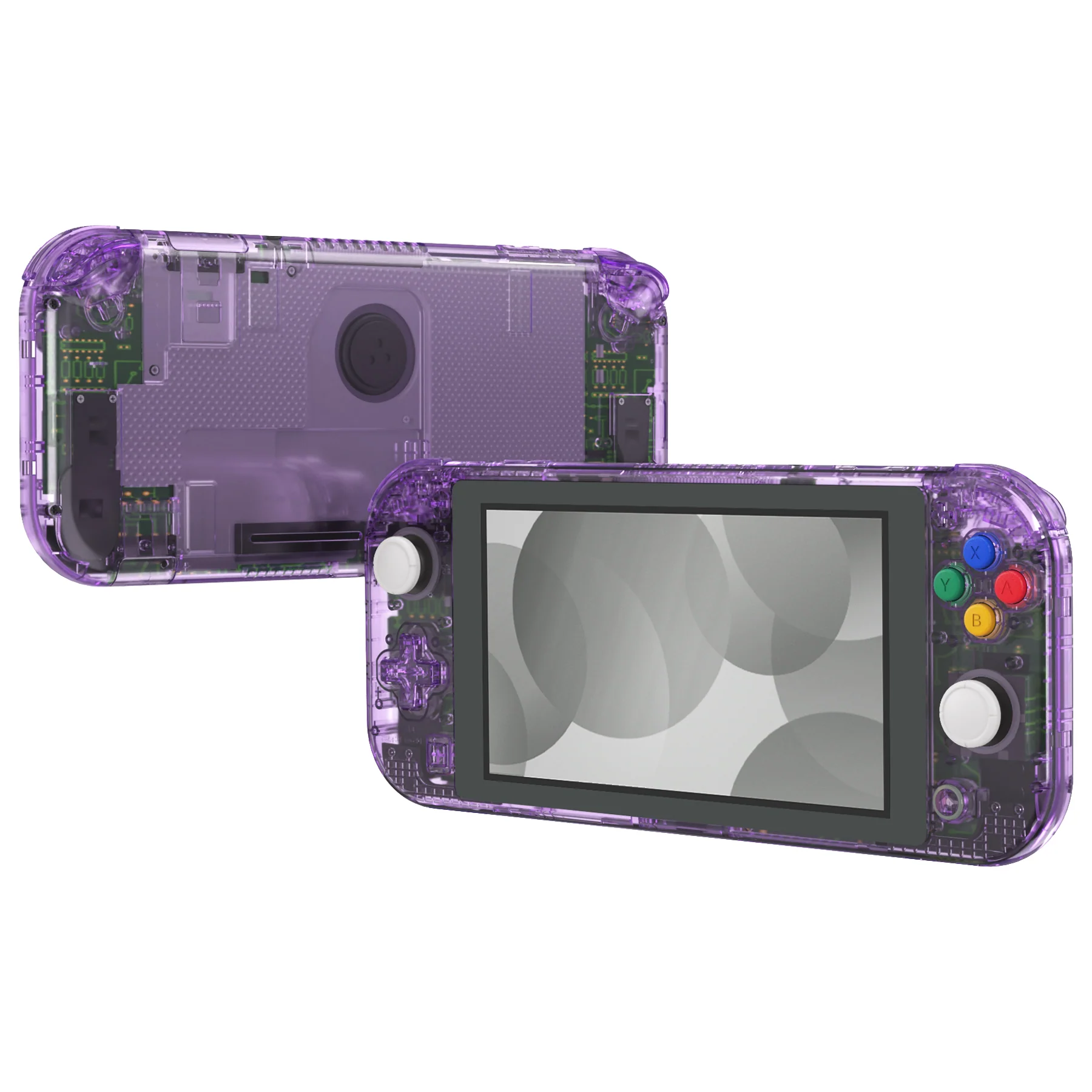 eXtremeRate Replacement Full Set Shells with Button Kit & Screen Protector for Nintendo Switch Lite - Crystal Clear Atomic Purple - Image 4