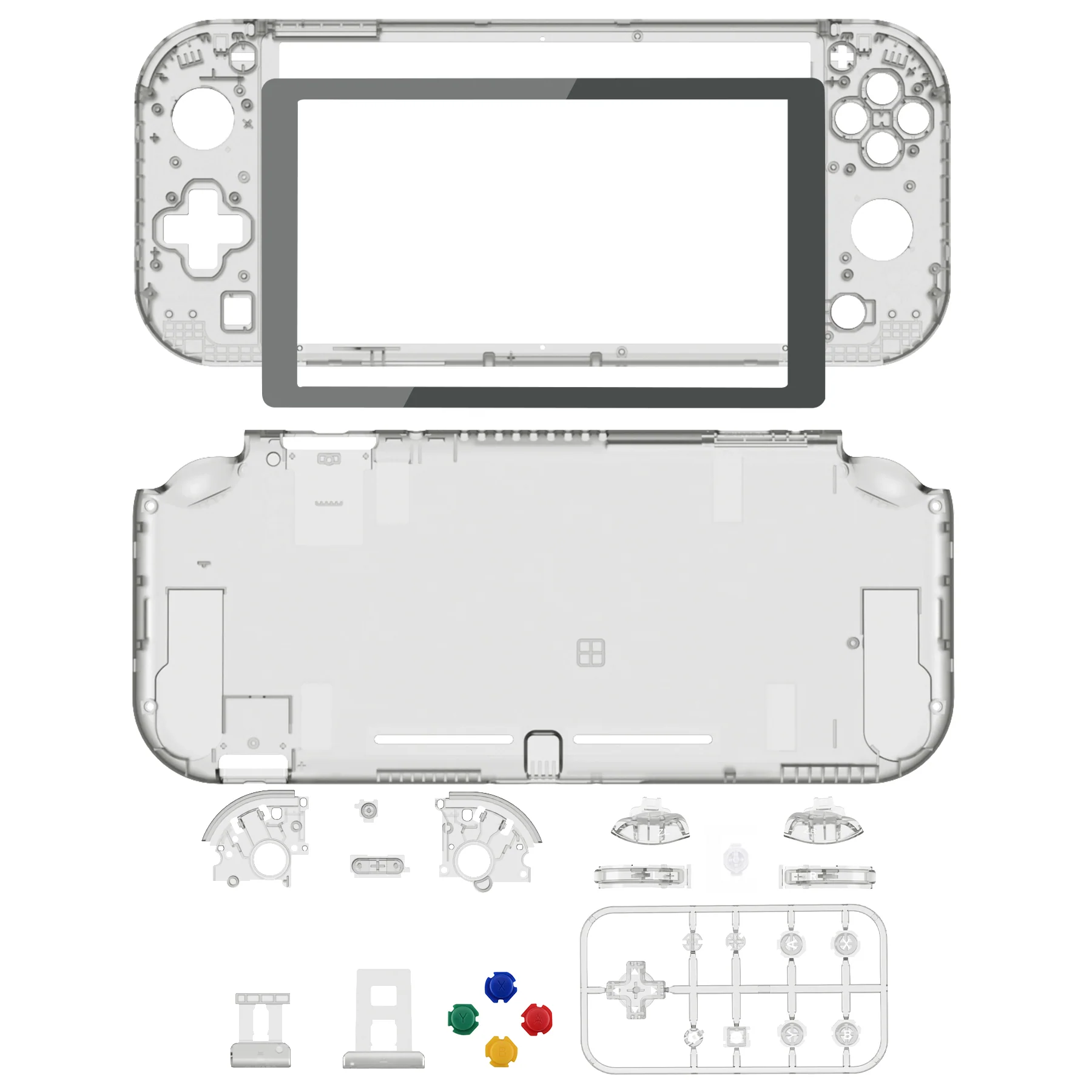 eXtremeRate Replacement Full Set Shells with Button Kit & Screen Protector for Nintendo Switch Lite - Crystal Clear Black - Image 2