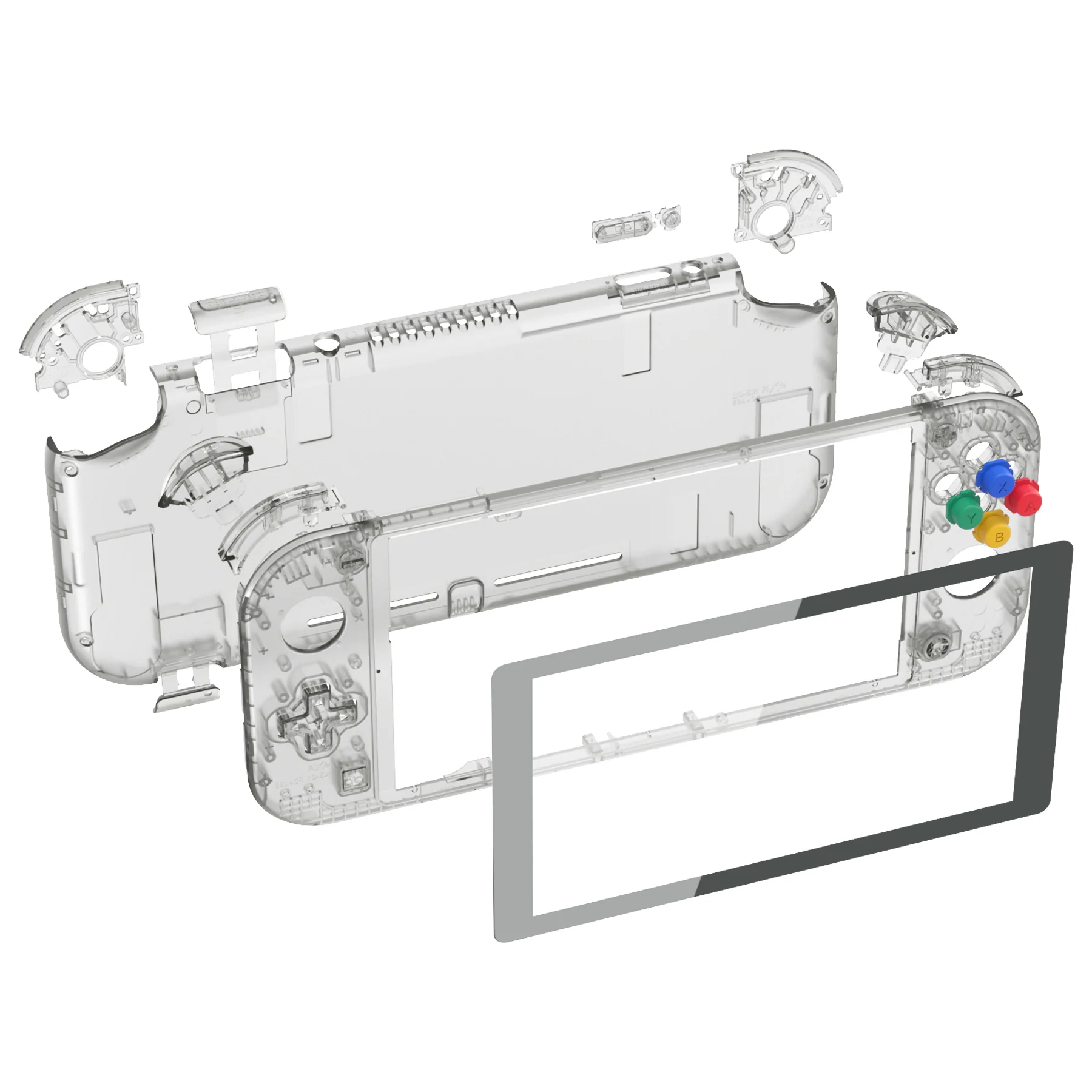 eXtremeRate Replacement Full Set Shells with Button Kit & Screen Protector for Nintendo Switch Lite - Crystal Clear Black - Image 8