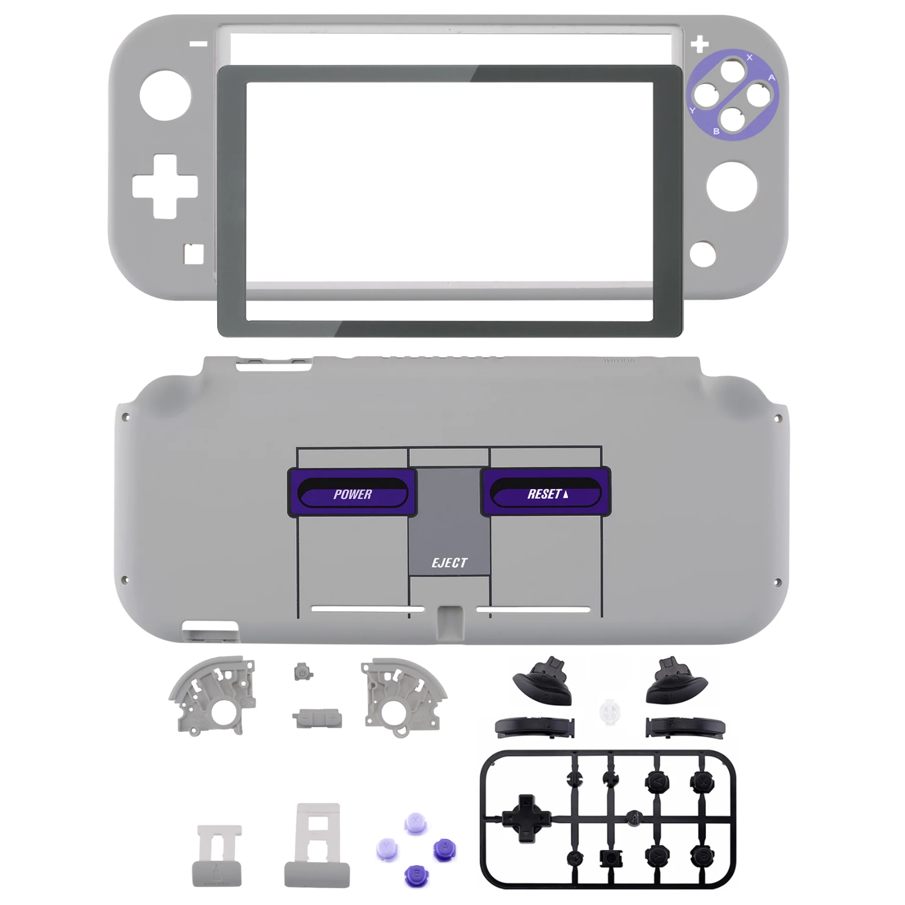 eXtremeRate Replacement Full Set Shells with Button Kits & Screen Protector for Nintendo Switch Lite - Classic SNES Style - Image 2