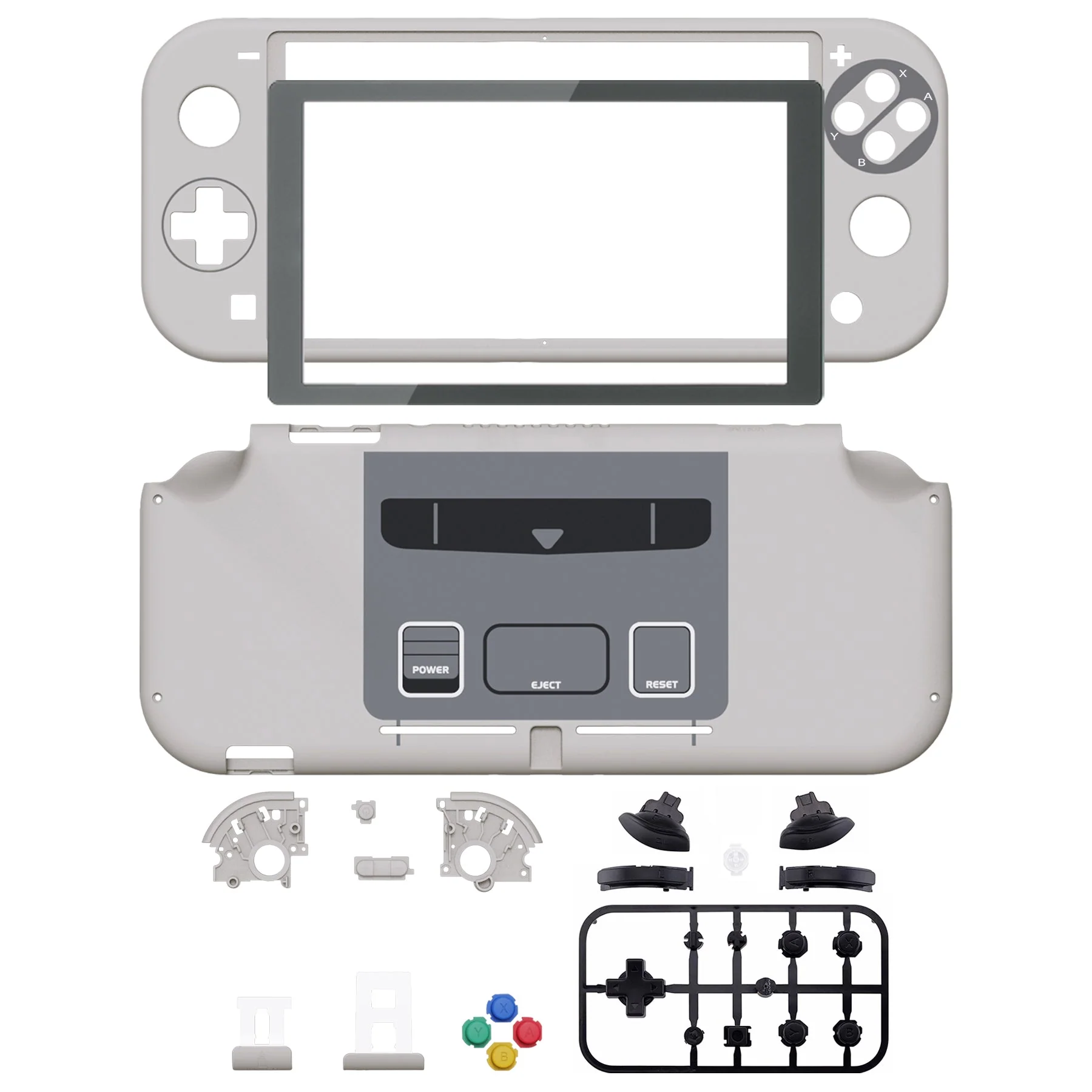 eXtremeRate Replacement Full Set Shells with Button Kits & Screen Protector for Nintendo Switch Lite - SFC SNES Classic EU Style - Image 2