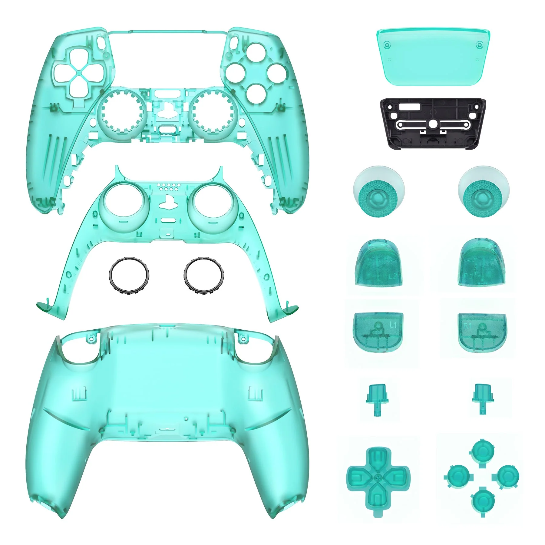 eXtremeRate Replacement Full Set Shells with Buttons Compatible with PS5 Controller BDM-010/020 - Emerald Green - Image 9