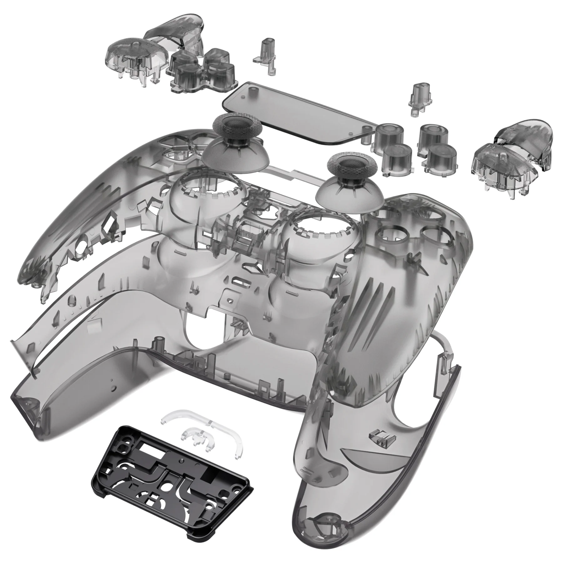 eXtremeRate Replacement Full Set Shells with Buttons Compatible with PS5 Controller BDM-030/040/050/060 - Clear Black - Image 6