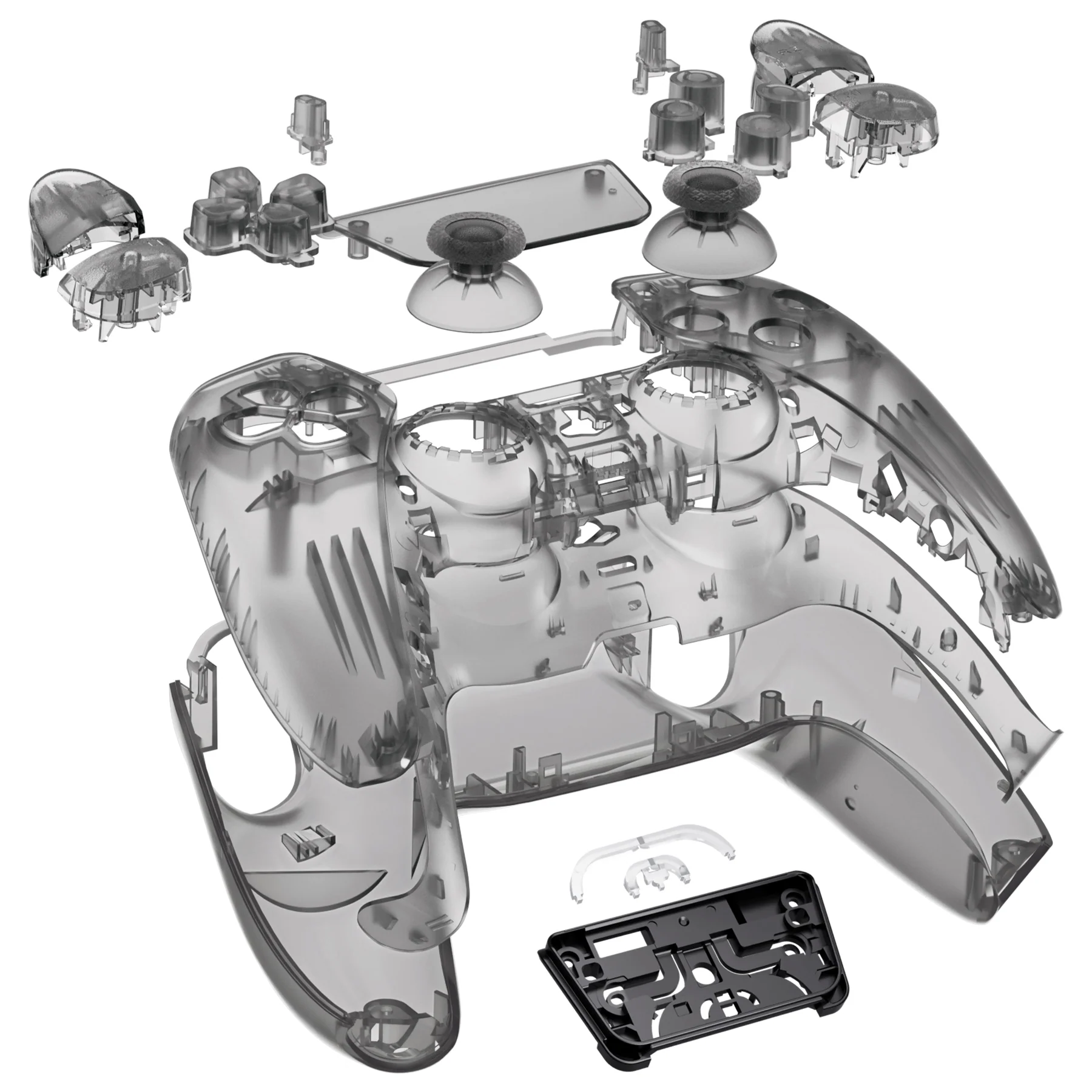 eXtremeRate Replacement Full Set Shells with Buttons Compatible with PS5 Controller BDM-030/040/050/060 - Clear Black - Image 7