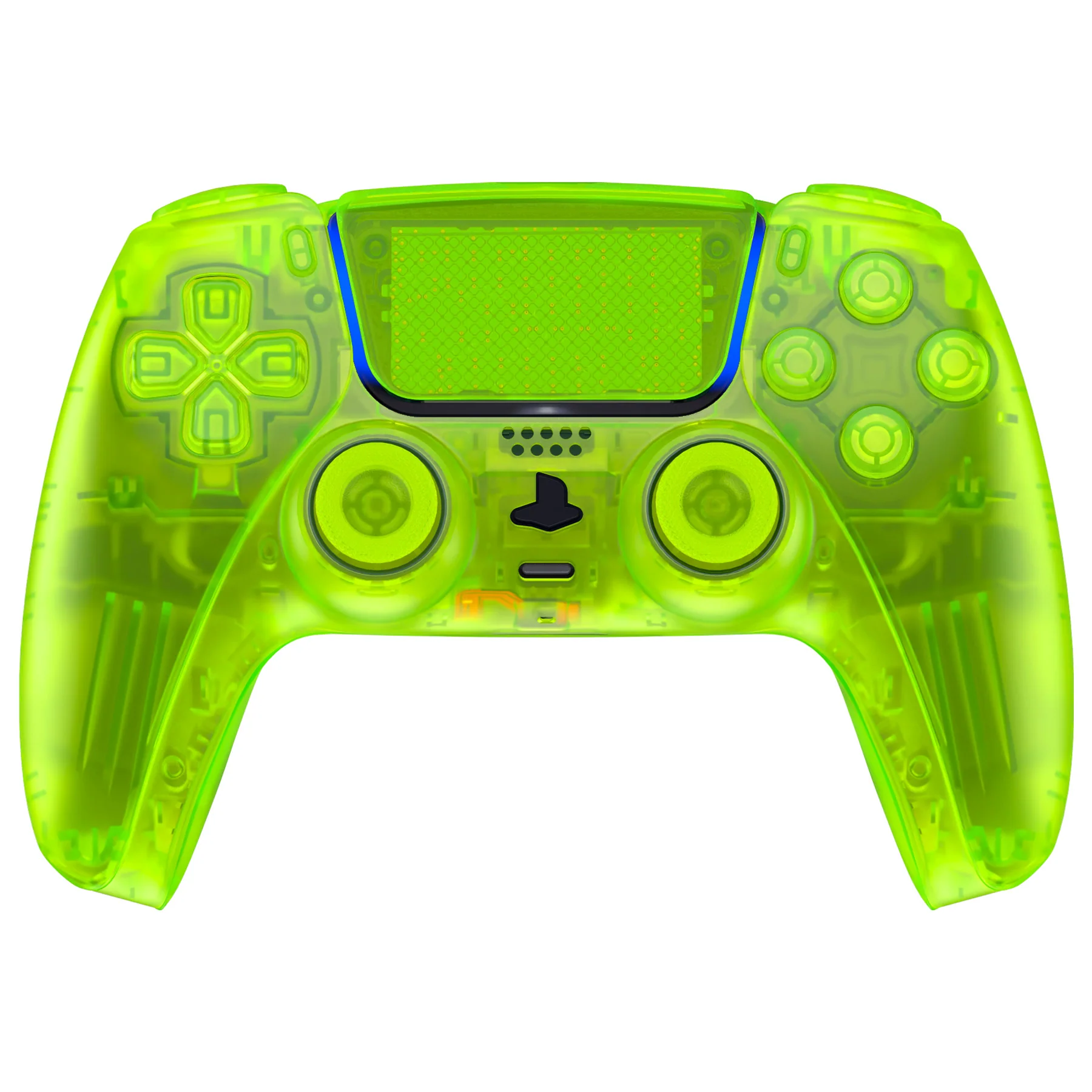 eXtremeRate Replacement Full Set Shells with Buttons Compatible with PS5 Controller BDM-030/040/050 - Clear Lime Green - Image 2