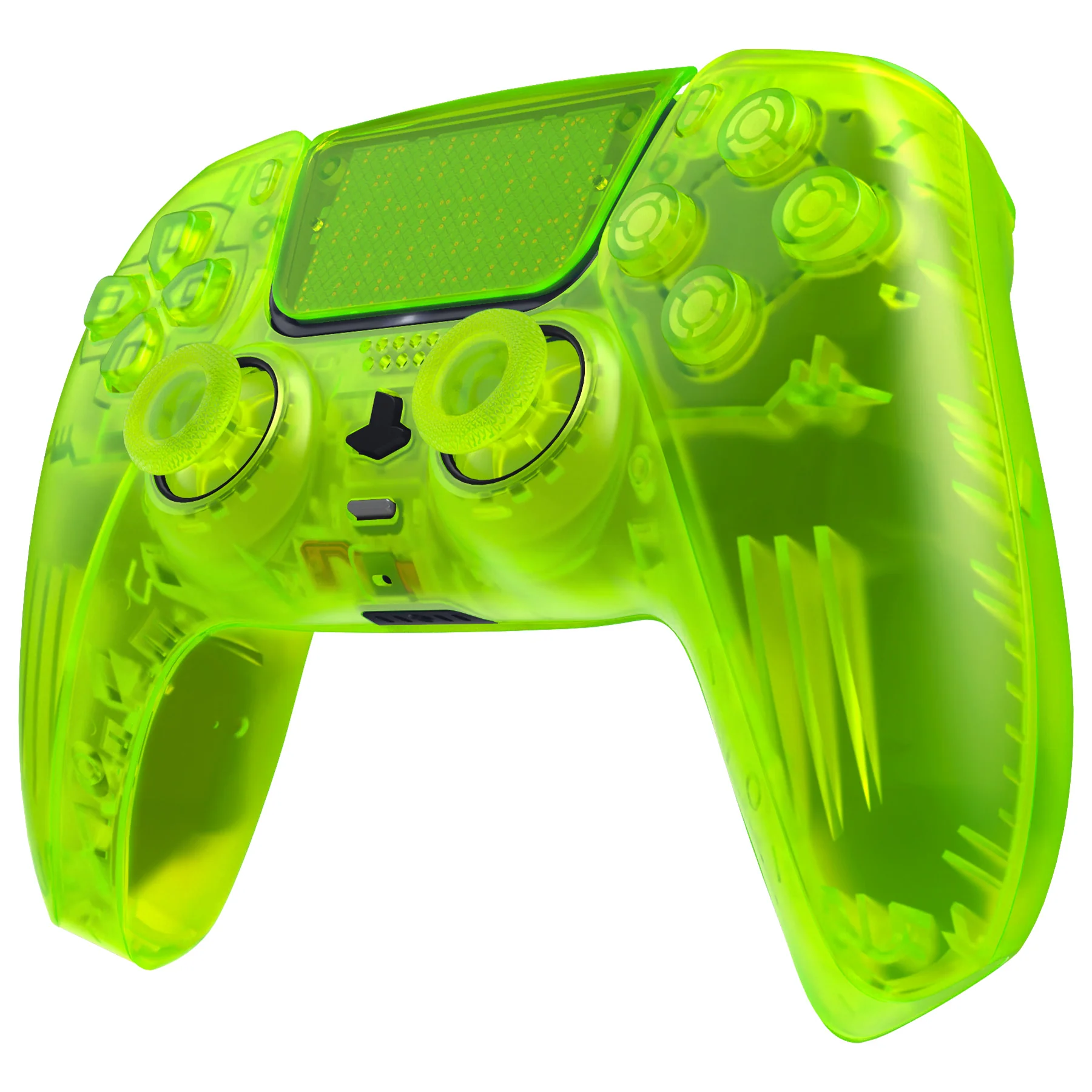 eXtremeRate Replacement Full Set Shells with Buttons Compatible with PS5 Controller BDM-030/040/050 - Clear Lime Green - Image 4