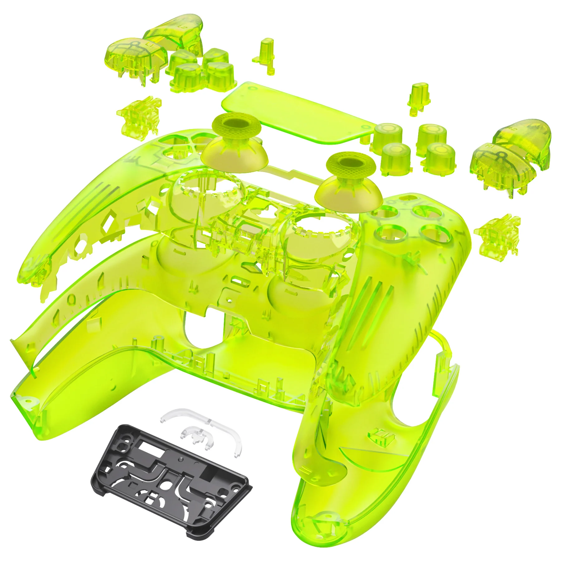 eXtremeRate Replacement Full Set Shells with Buttons Compatible with PS5 Controller BDM-030/040/050 - Clear Lime Green - Image 6