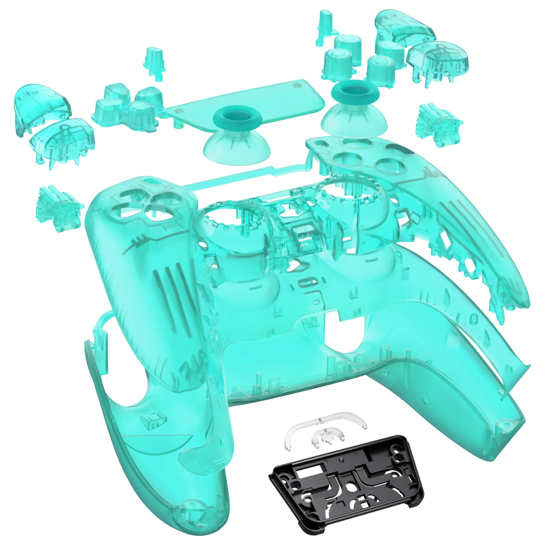 eXtremeRate Replacement Full Set Shells with Buttons Compatible with PS5 Controller BDM-030/040/050 - Emerald Green - Image 7