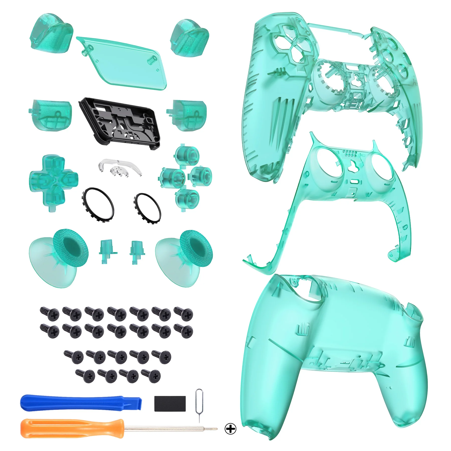 eXtremeRate Replacement Full Set Shells with Buttons Compatible with PS5 Controller BDM-030/040/050 - Emerald Green - Image 8