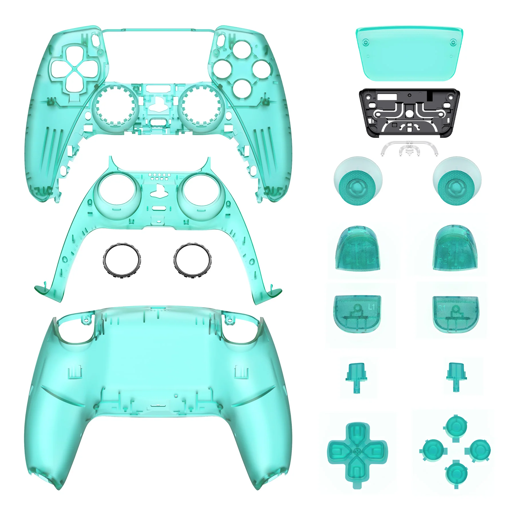 eXtremeRate Replacement Full Set Shells with Buttons Compatible with PS5 Controller BDM-030/040/050 - Emerald Green - Image 9