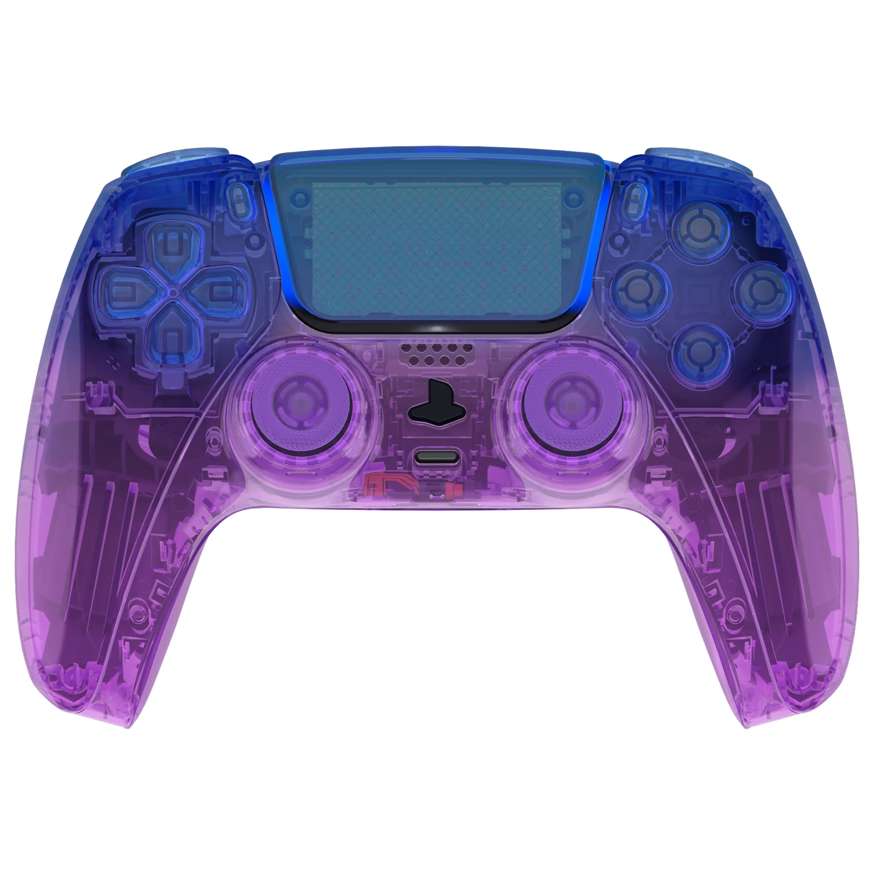 eXtremeRate Replacement Full Set Shells with Buttons Compatible with PS5 Controller BDM-030/040/050 - Gradient Translucent Bluebell - Image 2