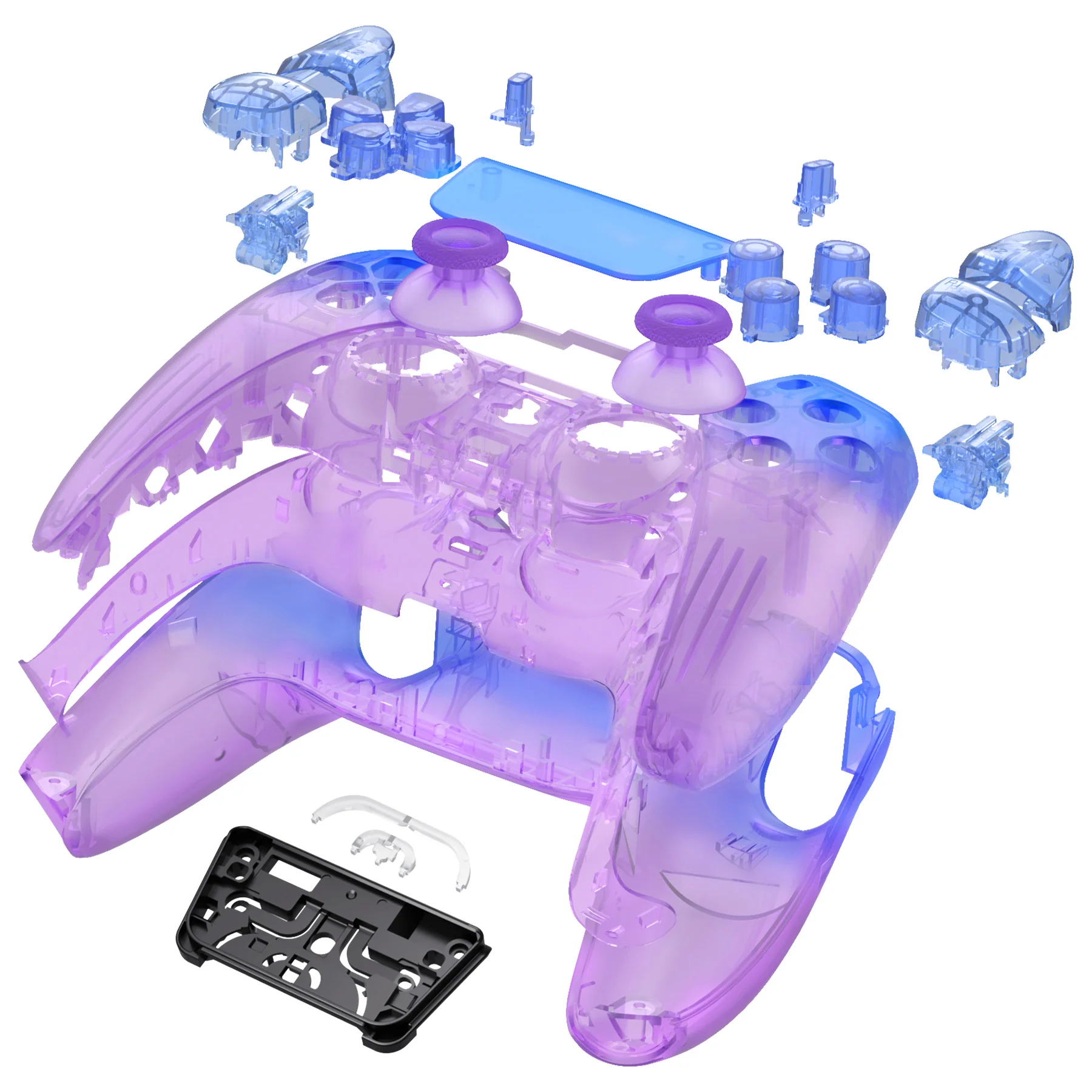 eXtremeRate Replacement Full Set Shells with Buttons Compatible with PS5 Controller BDM-030/040/050 - Gradient Translucent Bluebell - Image 6