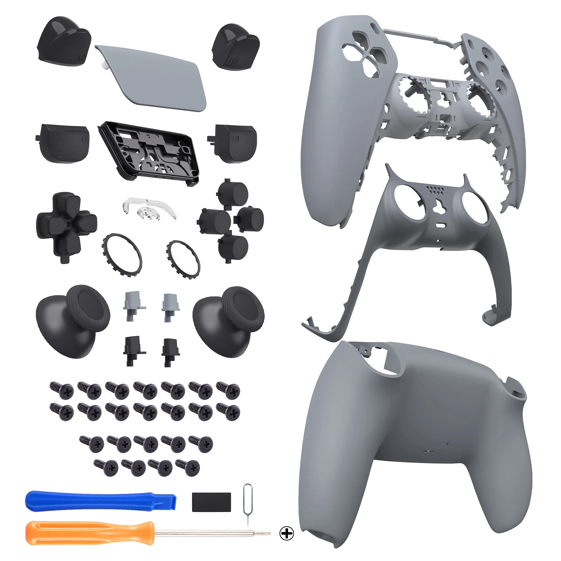 eXtremeRate Replacement Full Set Shells with Buttons Compatible with PS5 Controller BDM-030/040/050 - New Hope Gray - Image 7
