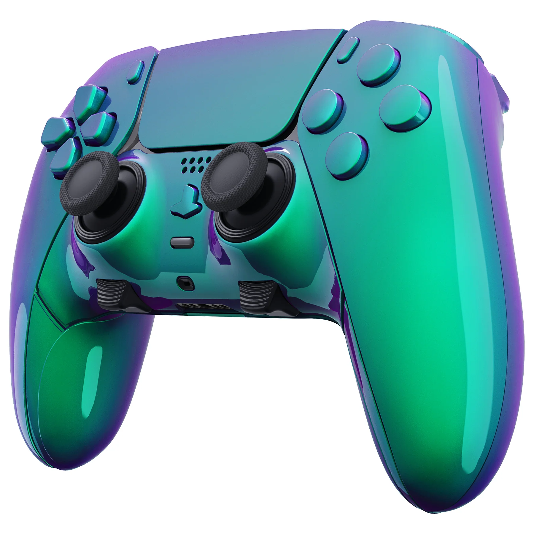 eXtremeRate Replacement Full Set Shells with Buttons Compatible with PS5 Edge Controller - Chameleon Green Purple - Image 5