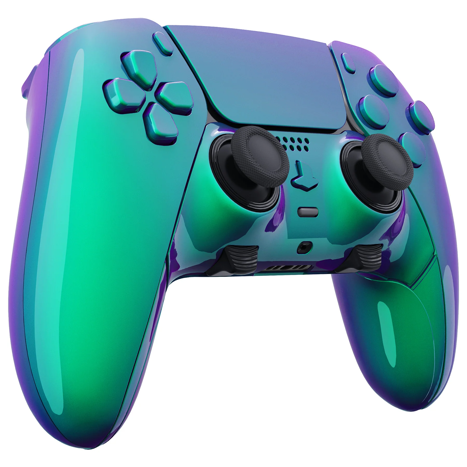 eXtremeRate Replacement Full Set Shells with Buttons Compatible with PS5 Edge Controller - Chameleon Green Purple - Image 6