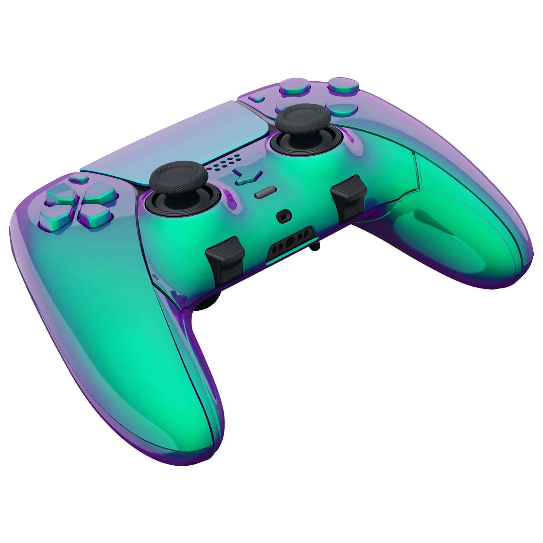 eXtremeRate Replacement Full Set Shells with Buttons Compatible with PS5 Edge Controller - Chameleon Green Purple - Image 8