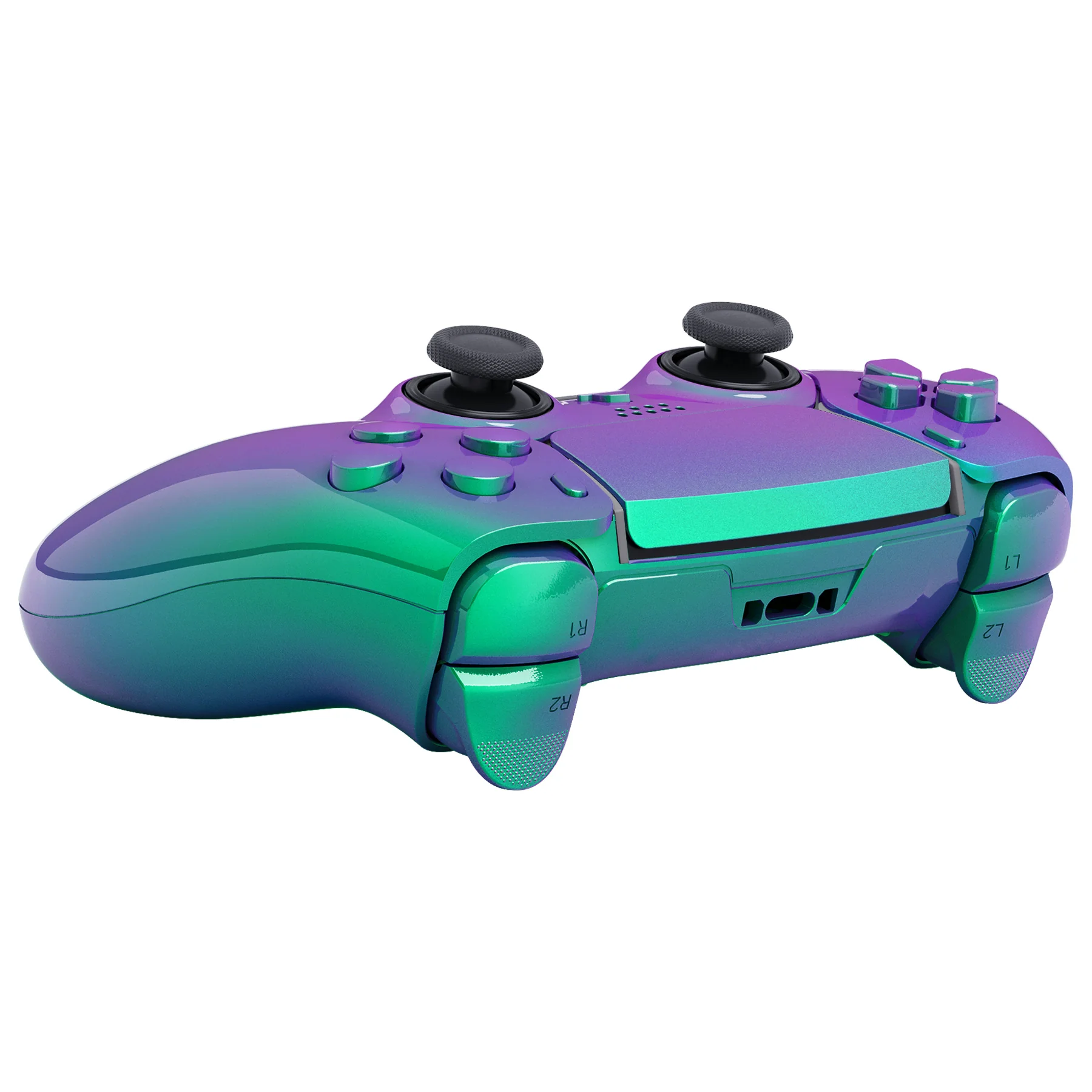 eXtremeRate Replacement Full Set Shells with Buttons Compatible with PS5 Edge Controller - Chameleon Green Purple - Image 9