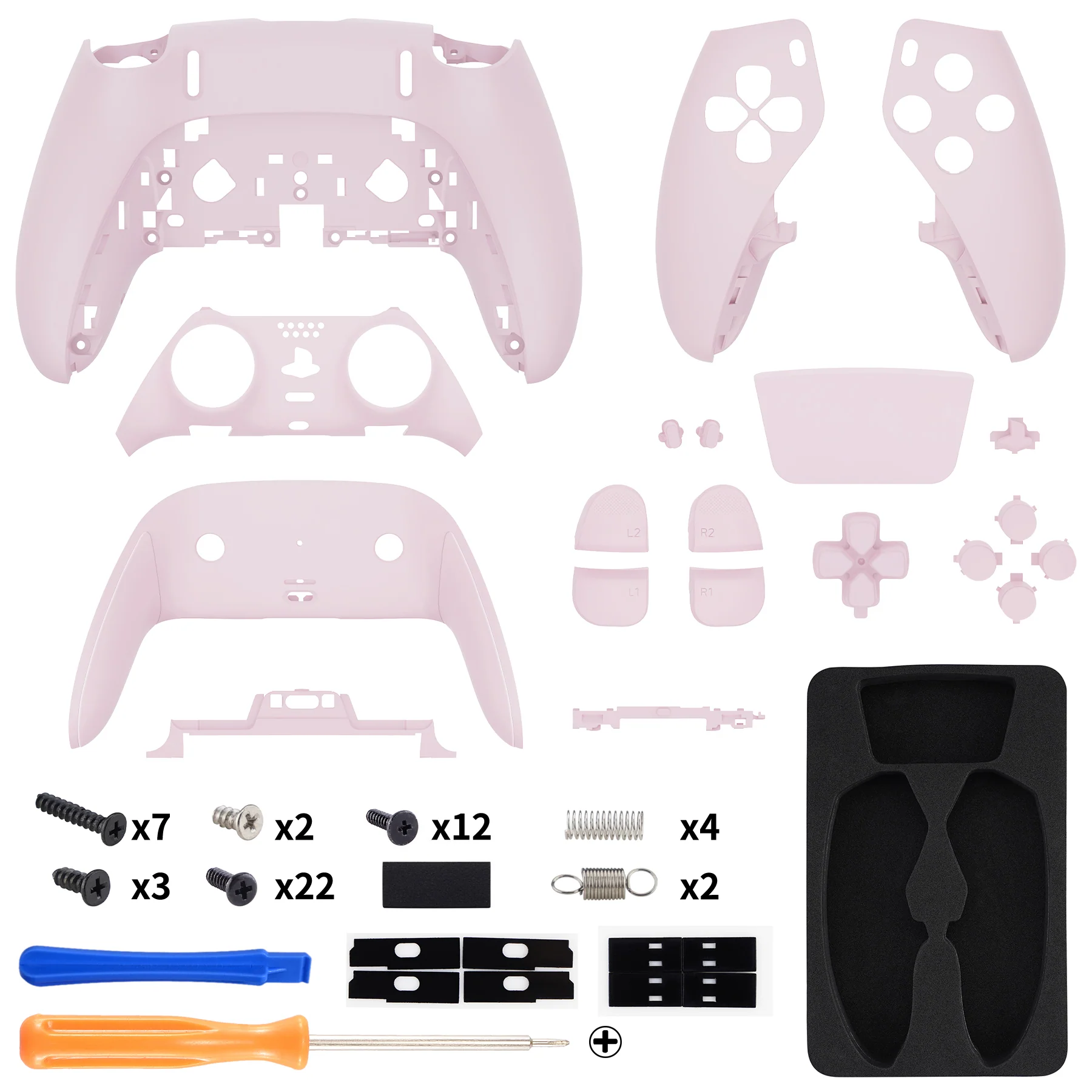 eXtremeRate Replacement Full Set Shells with Buttons Compatible with PS5 Edge Controller - Cherry Blossoms Pink - Image 2