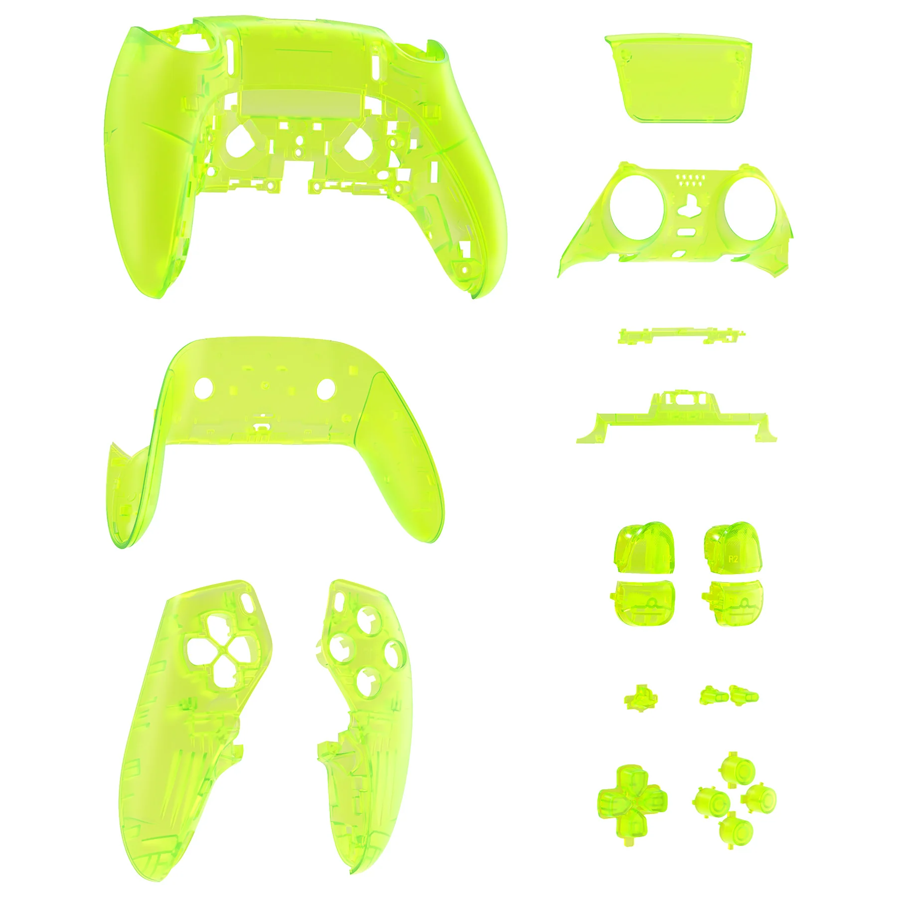 eXtremeRate Replacement Full Set Shells with Buttons Compatible with PS5 Edge Controller - Clear Lime Green - Image 10