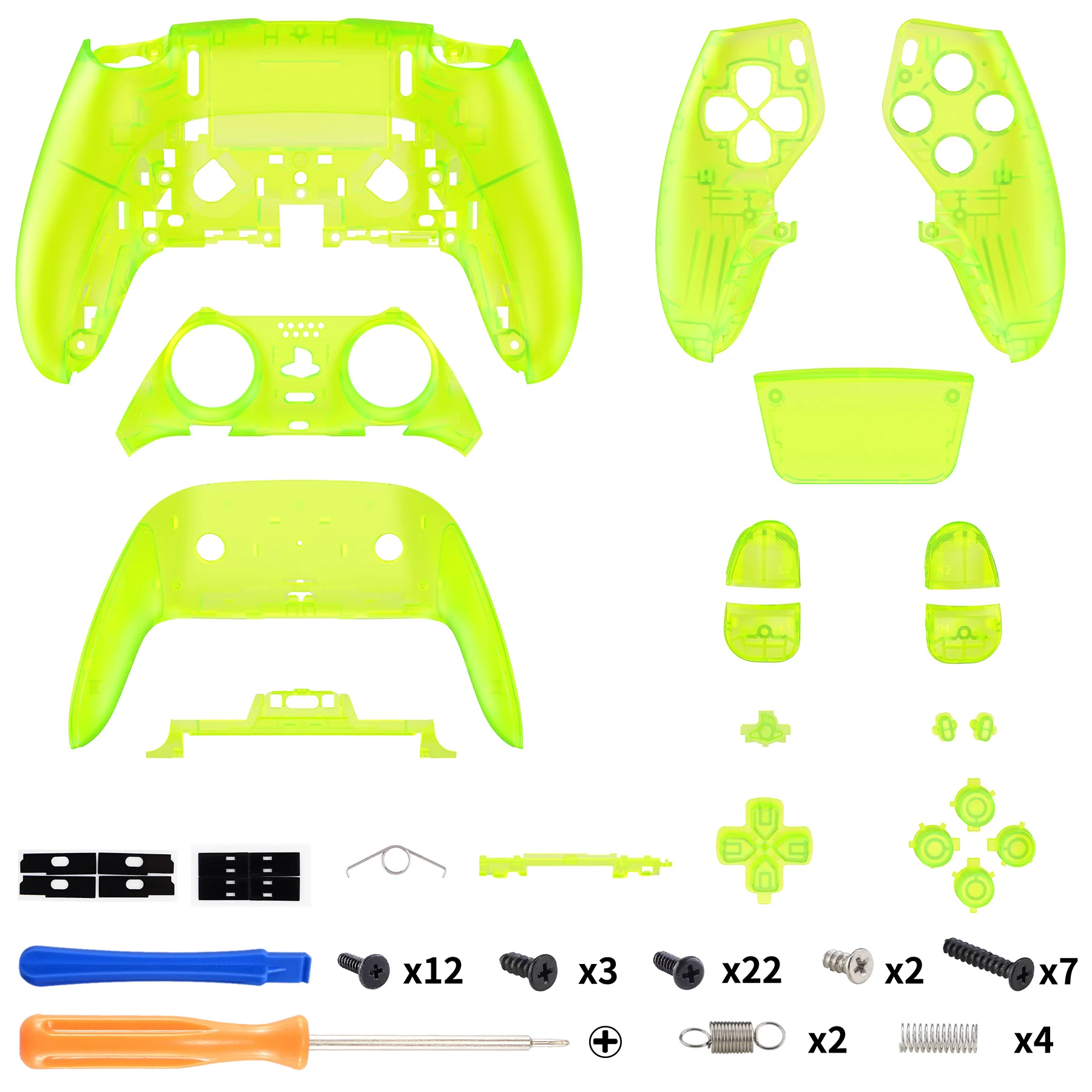 eXtremeRate Replacement Full Set Shells with Buttons Compatible with PS5 Edge Controller - Clear Lime Green - Image 2