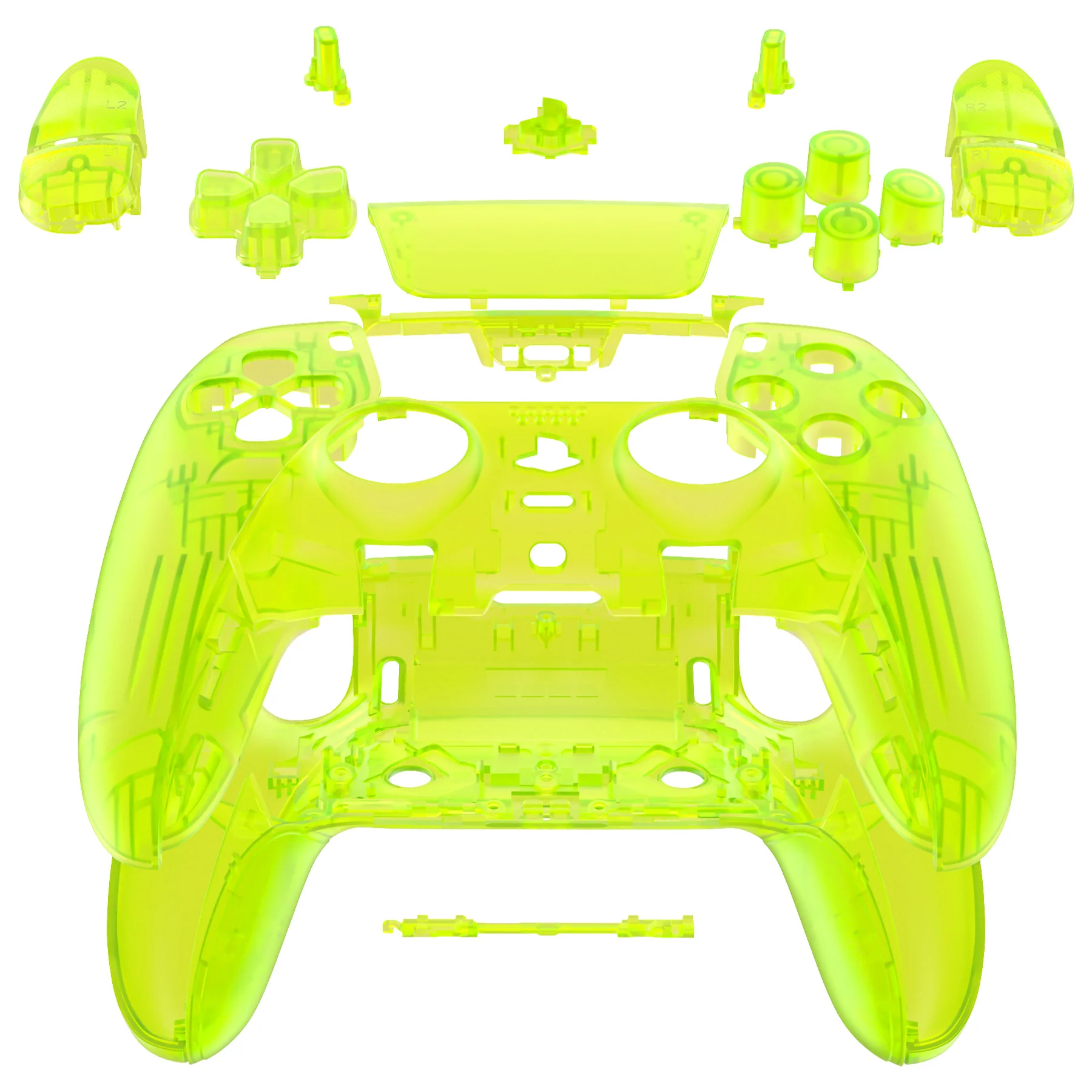 eXtremeRate Replacement Full Set Shells with Buttons Compatible with PS5 Edge Controller - Clear Lime Green - Image 3