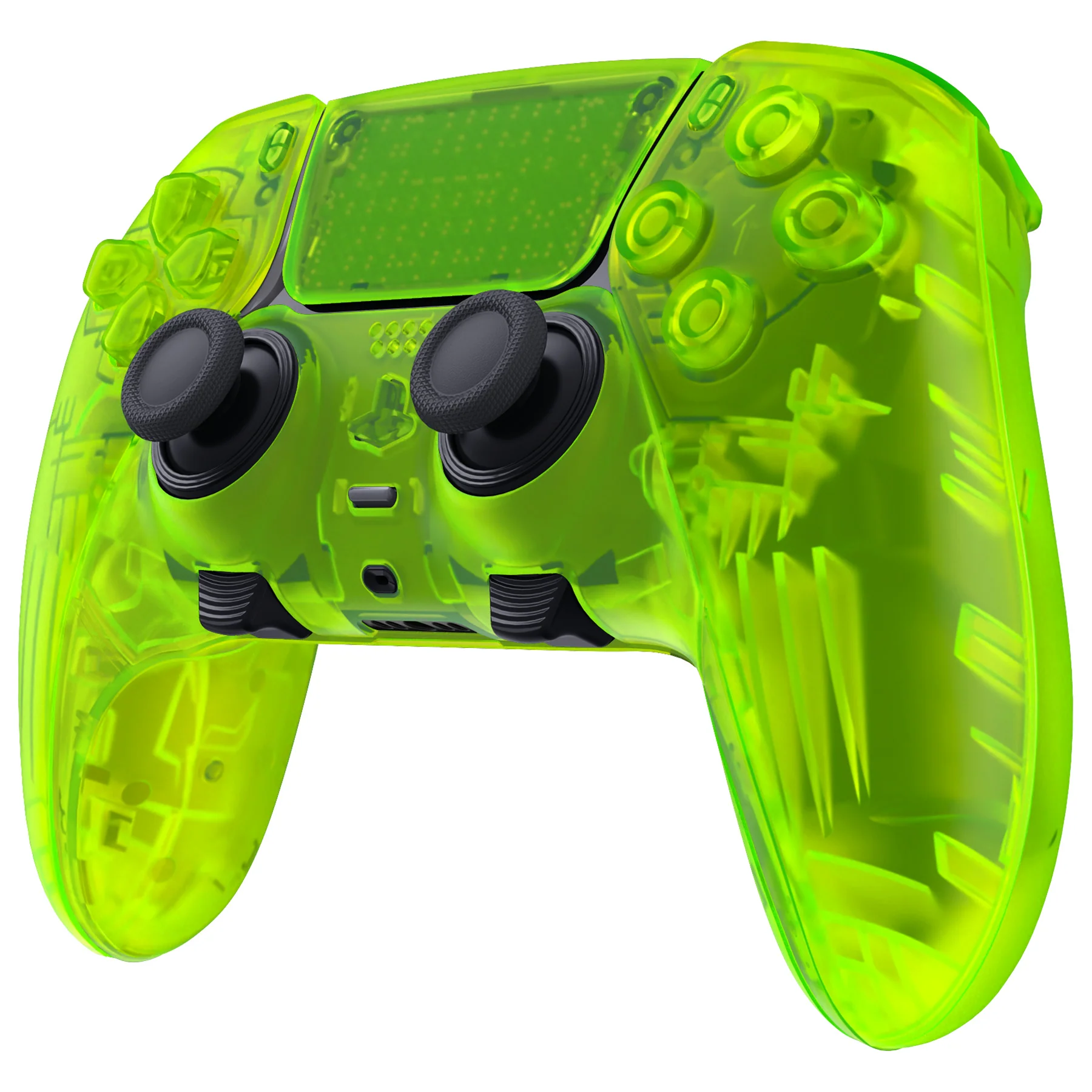 eXtremeRate Replacement Full Set Shells with Buttons Compatible with PS5 Edge Controller - Clear Lime Green - Image 4