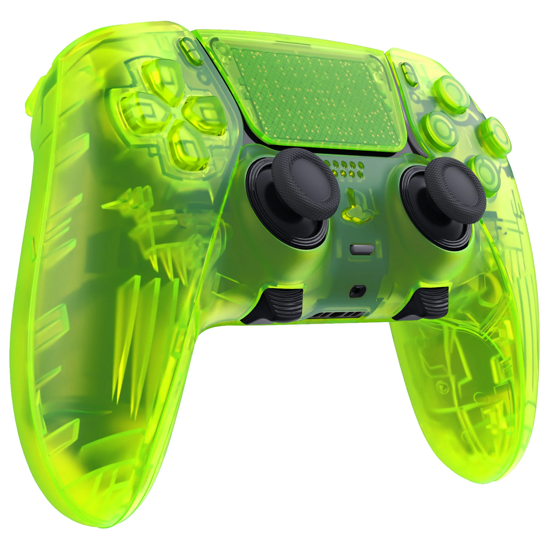 eXtremeRate Replacement Full Set Shells with Buttons Compatible with PS5 Edge Controller - Clear Lime Green - Image 5
