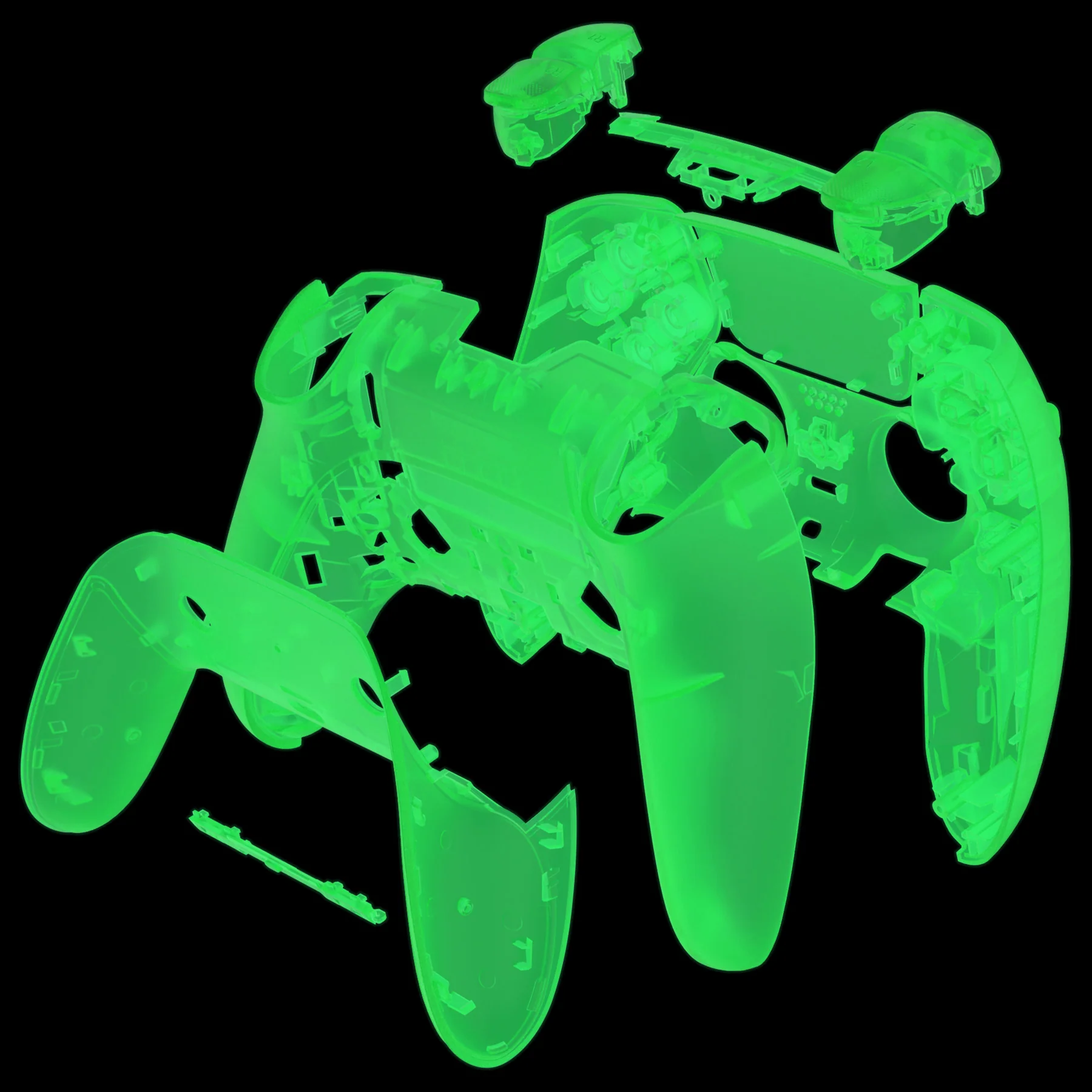 eXtremeRate Replacement Full Set Shells with Buttons Compatible with PS5 Edge Controller - Glow in Dark - Green - Image 10