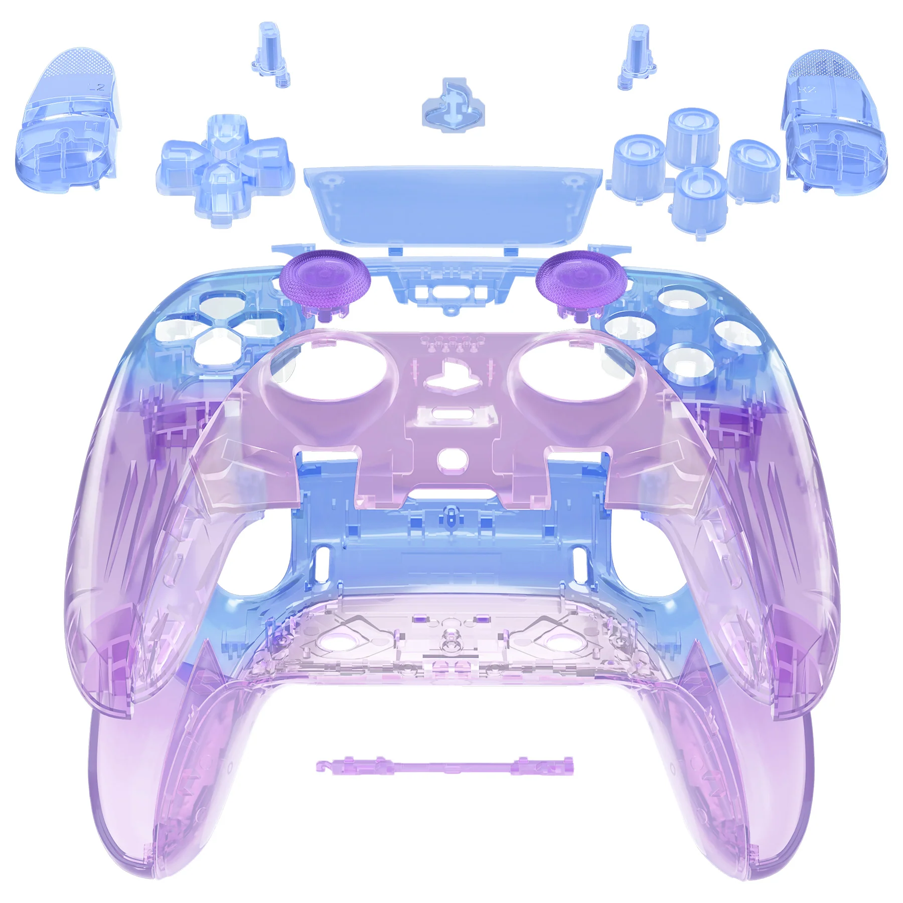 eXtremeRate Replacement Full Set Shells with Buttons Compatible with PS5 Edge Controller - Gradient Translucent Bluebell - Image 3