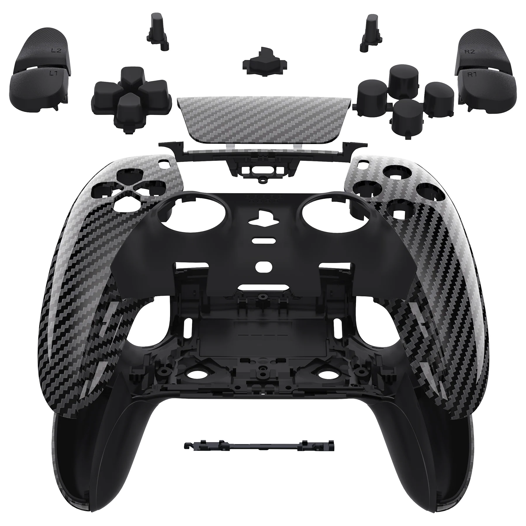 eXtremeRate Replacement Full Set Shells with Buttons Compatible with PS5 Edge Controller - Graphite Carbon Fiber - Image 3