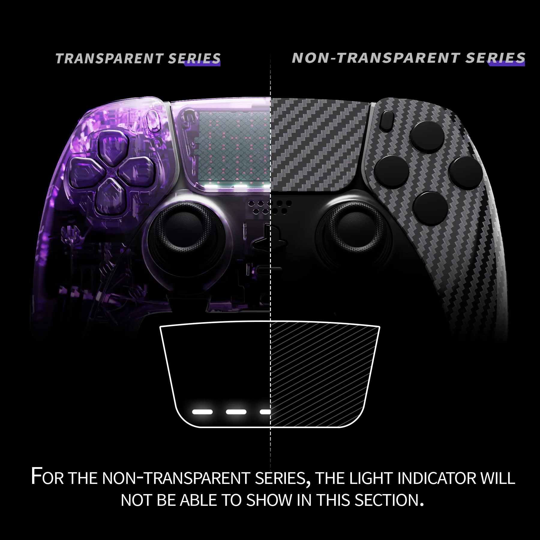 eXtremeRate Replacement Full Set Shells with Buttons Compatible with PS5 Edge Controller - Graphite Carbon Fiber - Image 4