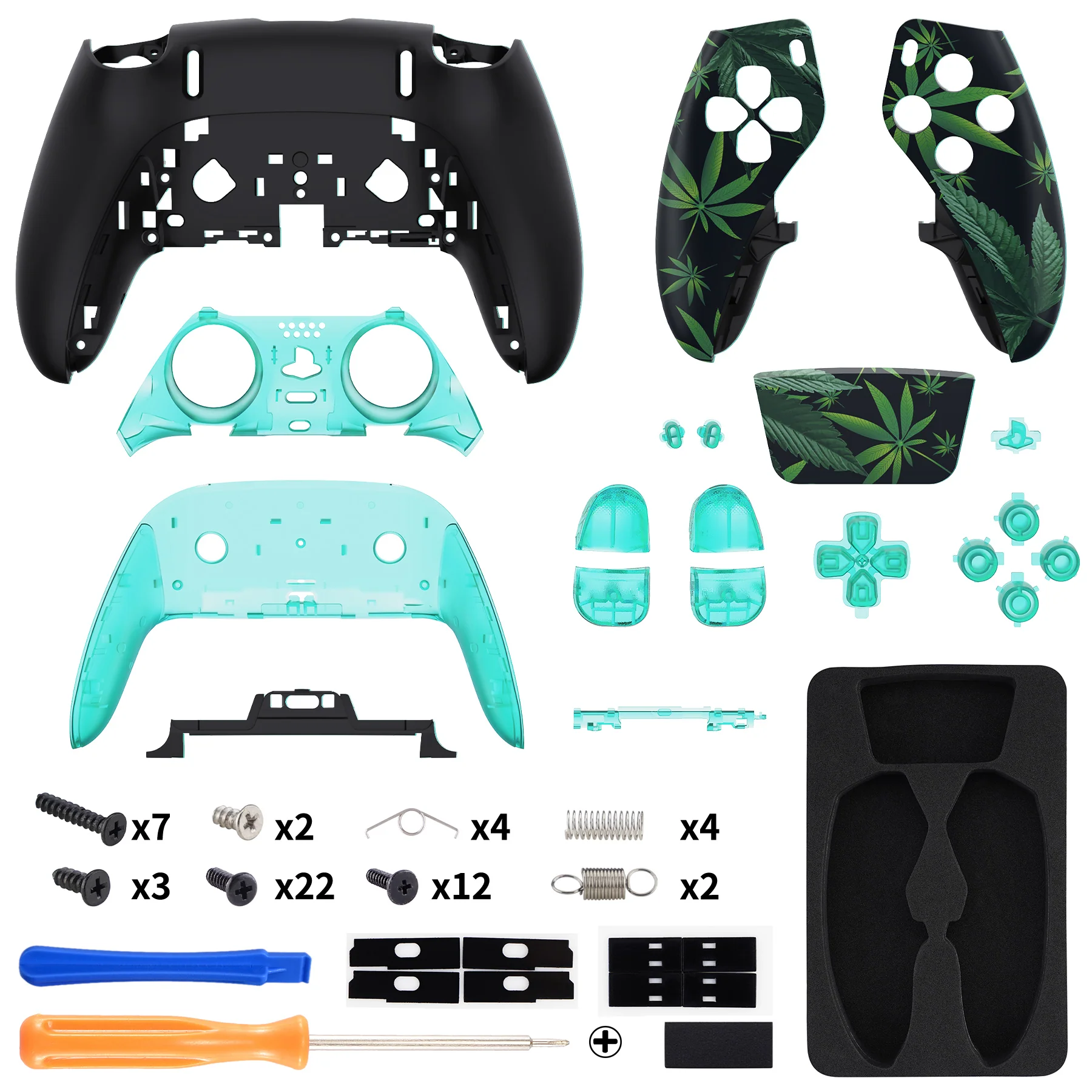 eXtremeRate Replacement Full Set Shells with Buttons Compatible with PS5 Edge Controller - Green Weeds - Image 2
