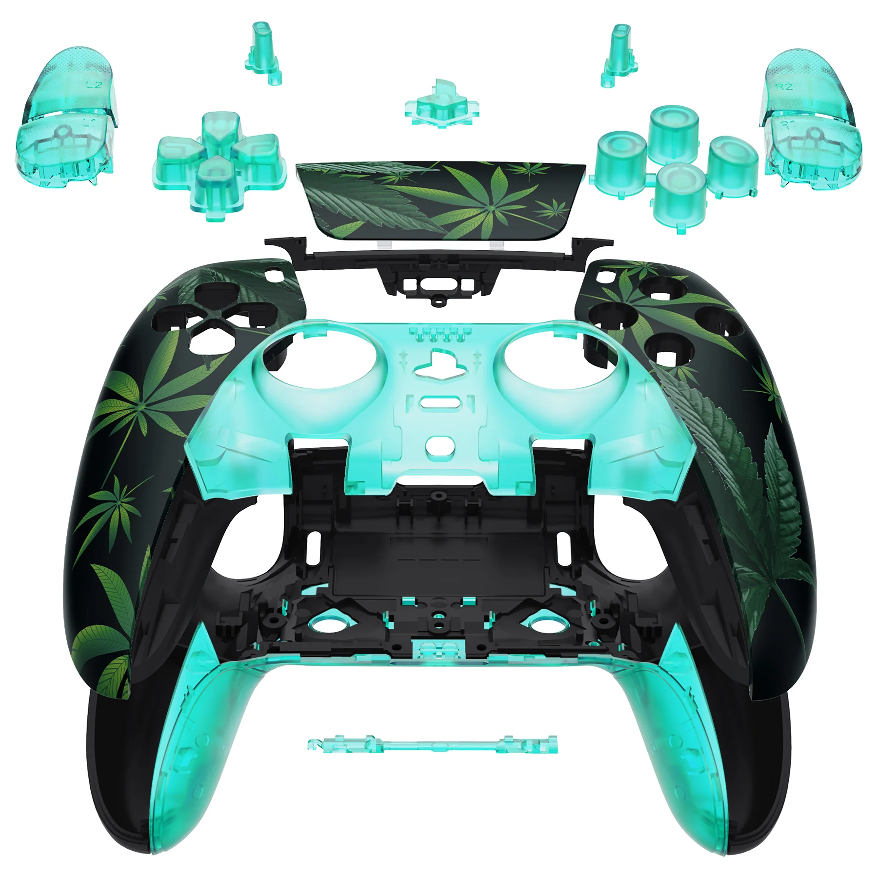 eXtremeRate Replacement Full Set Shells with Buttons Compatible with PS5 Edge Controller - Green Weeds - Image 3