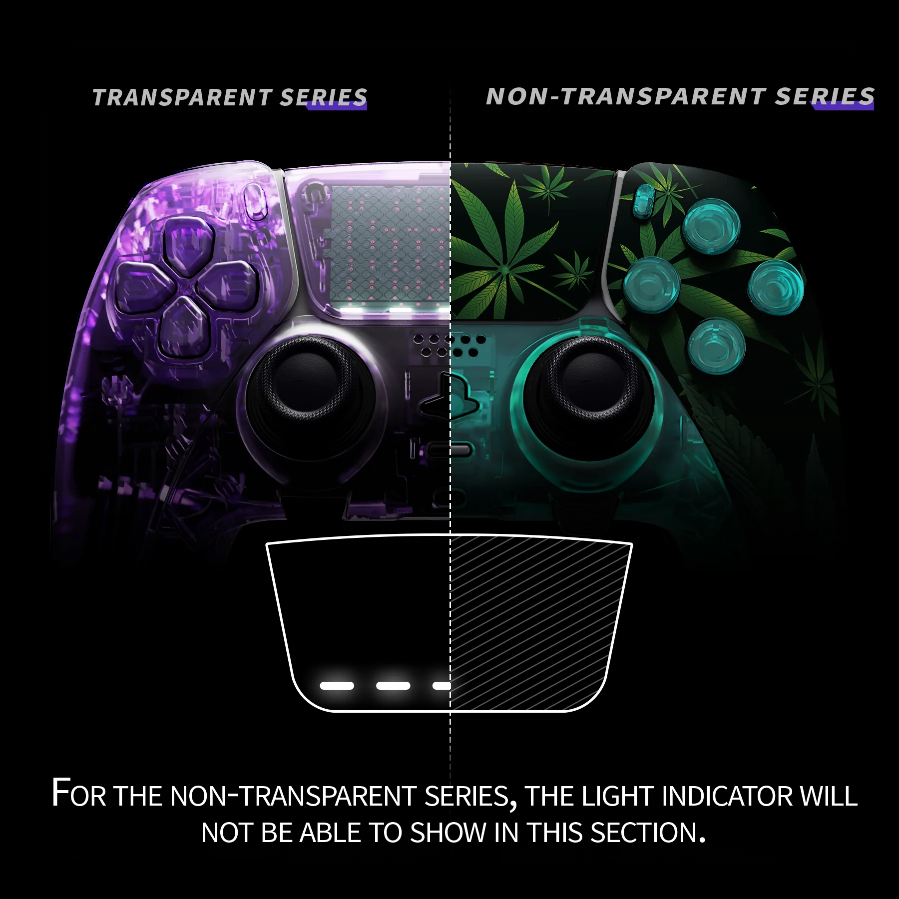 eXtremeRate Replacement Full Set Shells with Buttons Compatible with PS5 Edge Controller - Green Weeds - Image 4
