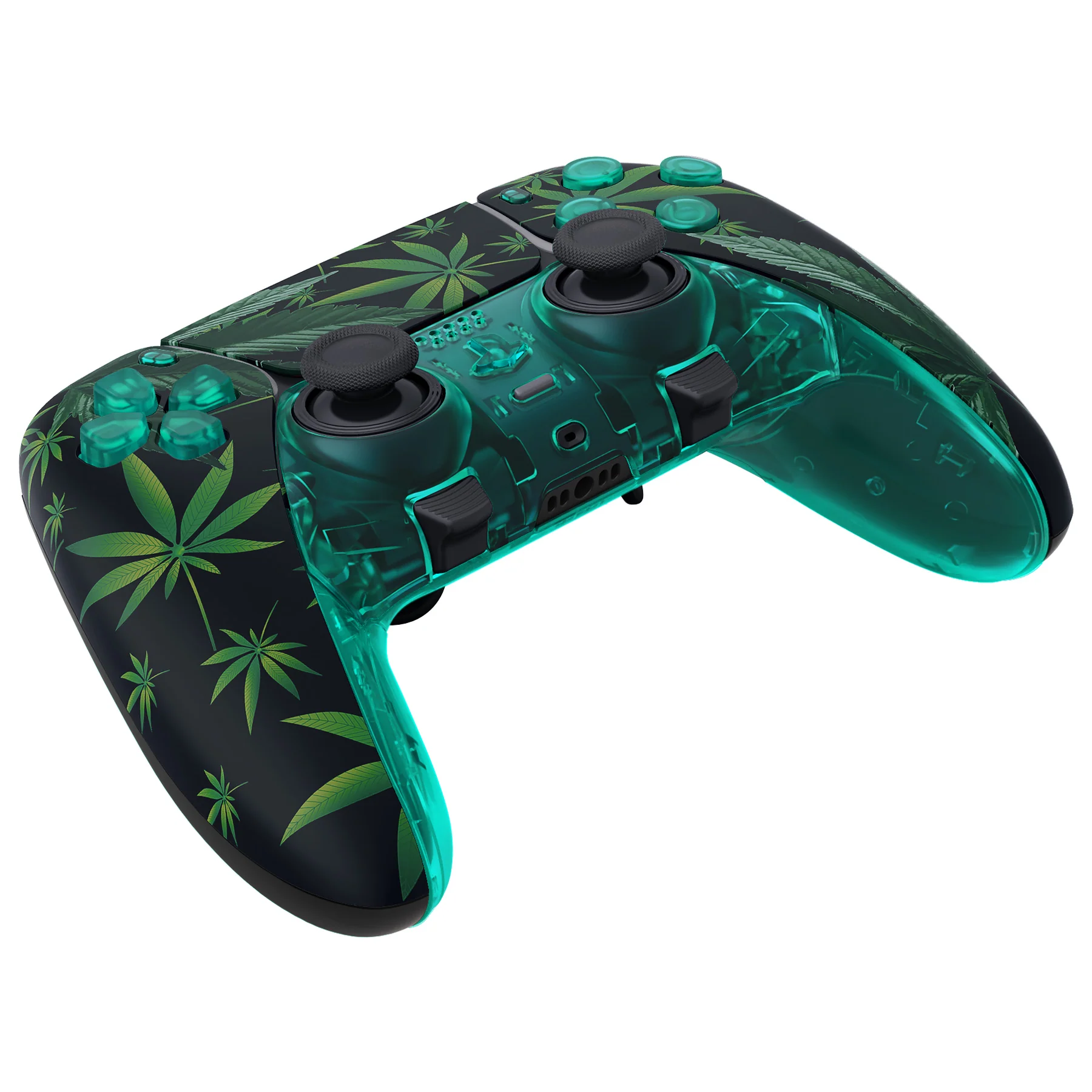 eXtremeRate Replacement Full Set Shells with Buttons Compatible with PS5 Edge Controller - Green Weeds - Image 8