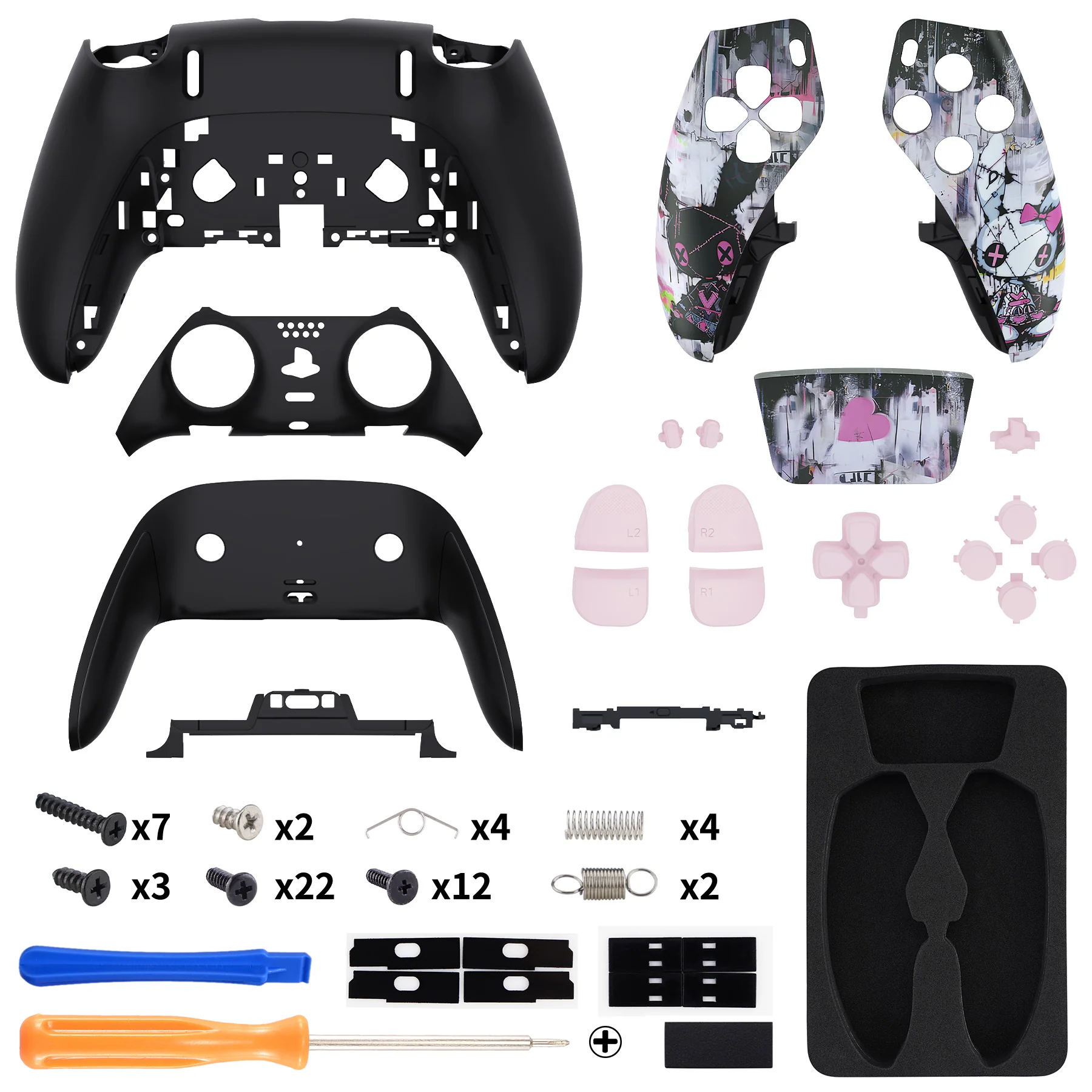 eXtremeRate Replacement Full Set Shells with Buttons Compatible with PS5 Edge Controller - Lovely Punky Bunny - Image 2