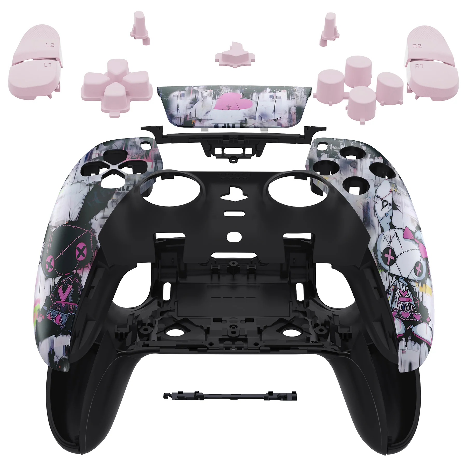 eXtremeRate Replacement Full Set Shells with Buttons Compatible with PS5 Edge Controller - Lovely Punky Bunny - Image 3