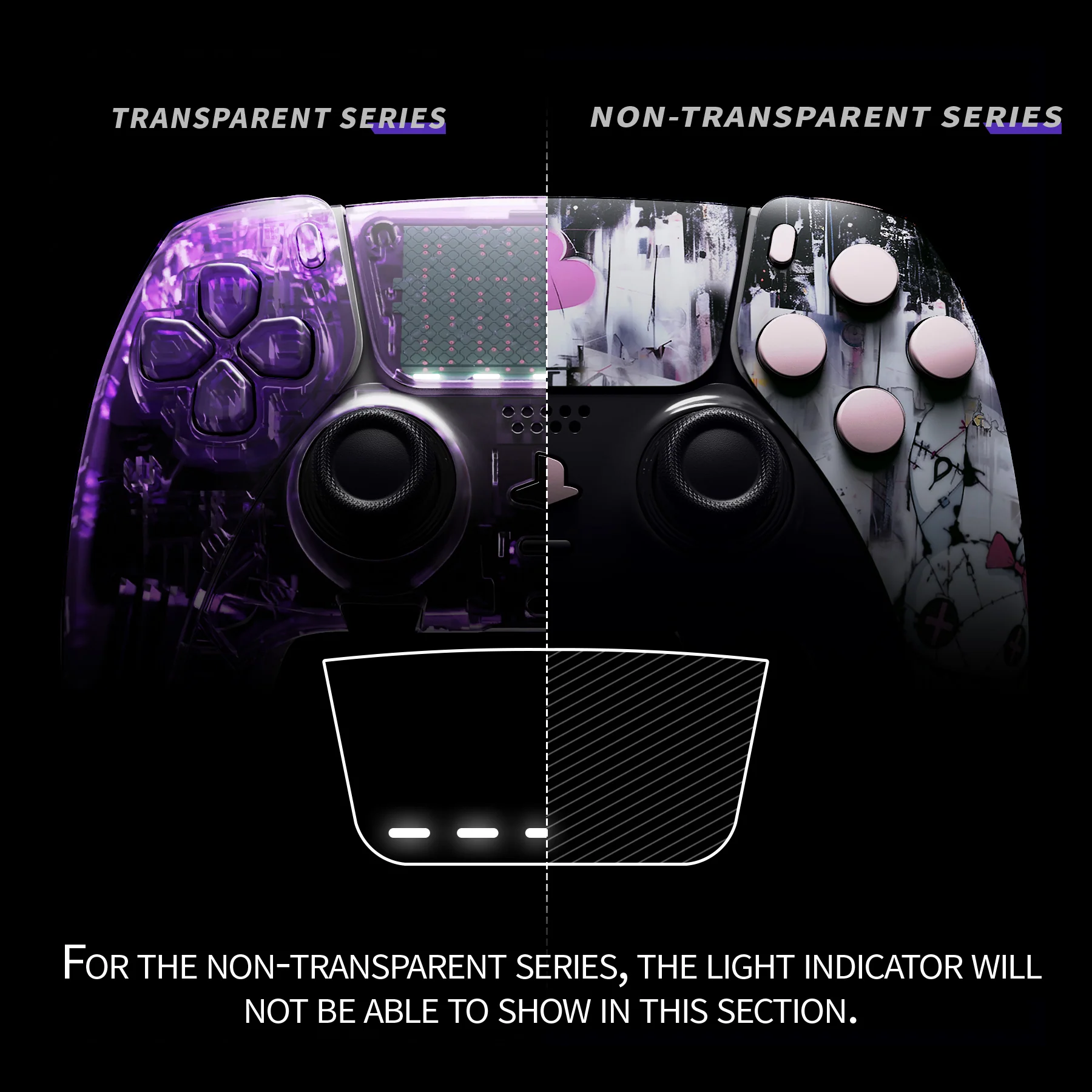 eXtremeRate Replacement Full Set Shells with Buttons Compatible with PS5 Edge Controller - Lovely Punky Bunny - Image 4