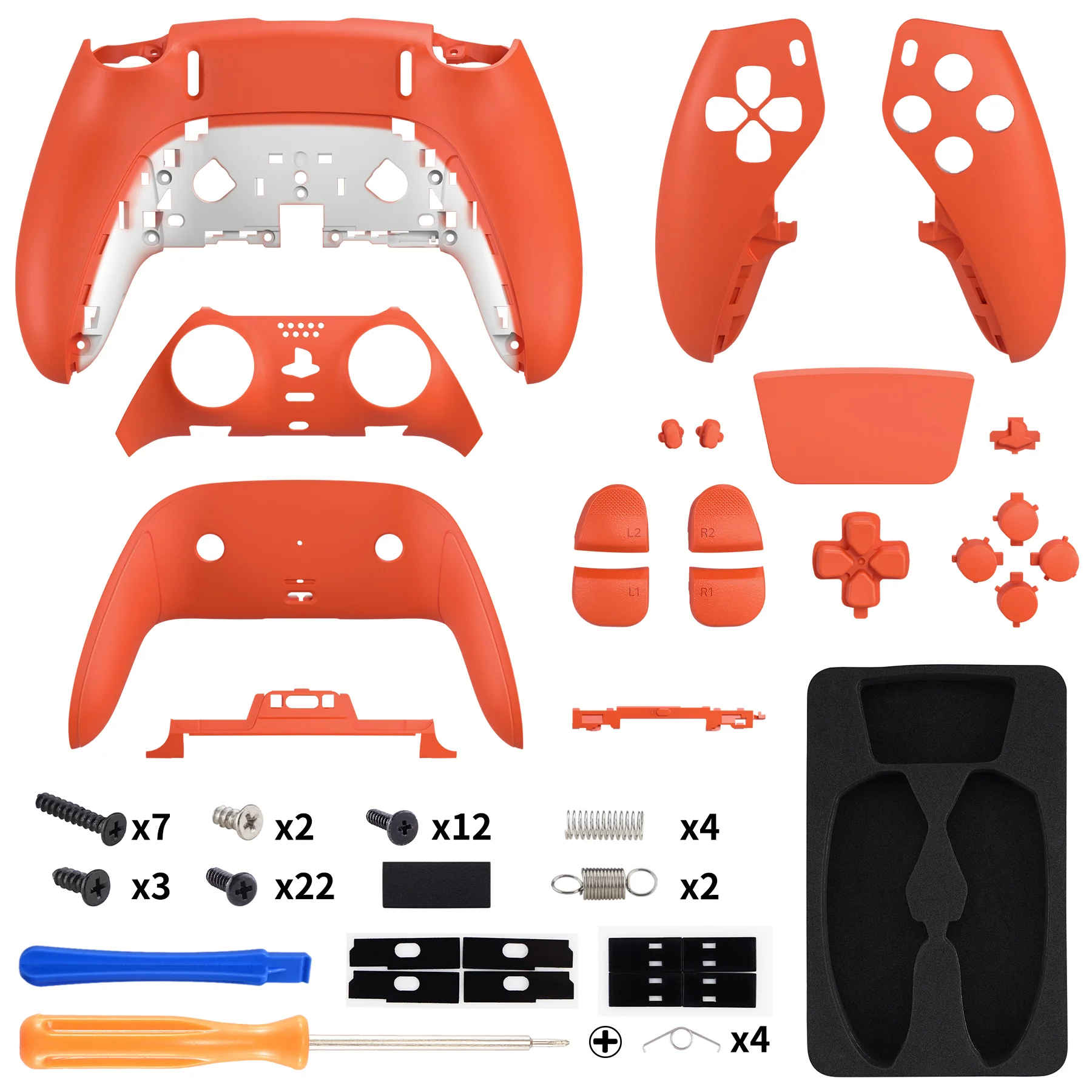 eXtremeRate Replacement Full Set Shells with Buttons Compatible with PS5 Edge Controller - Orange - Image 2
