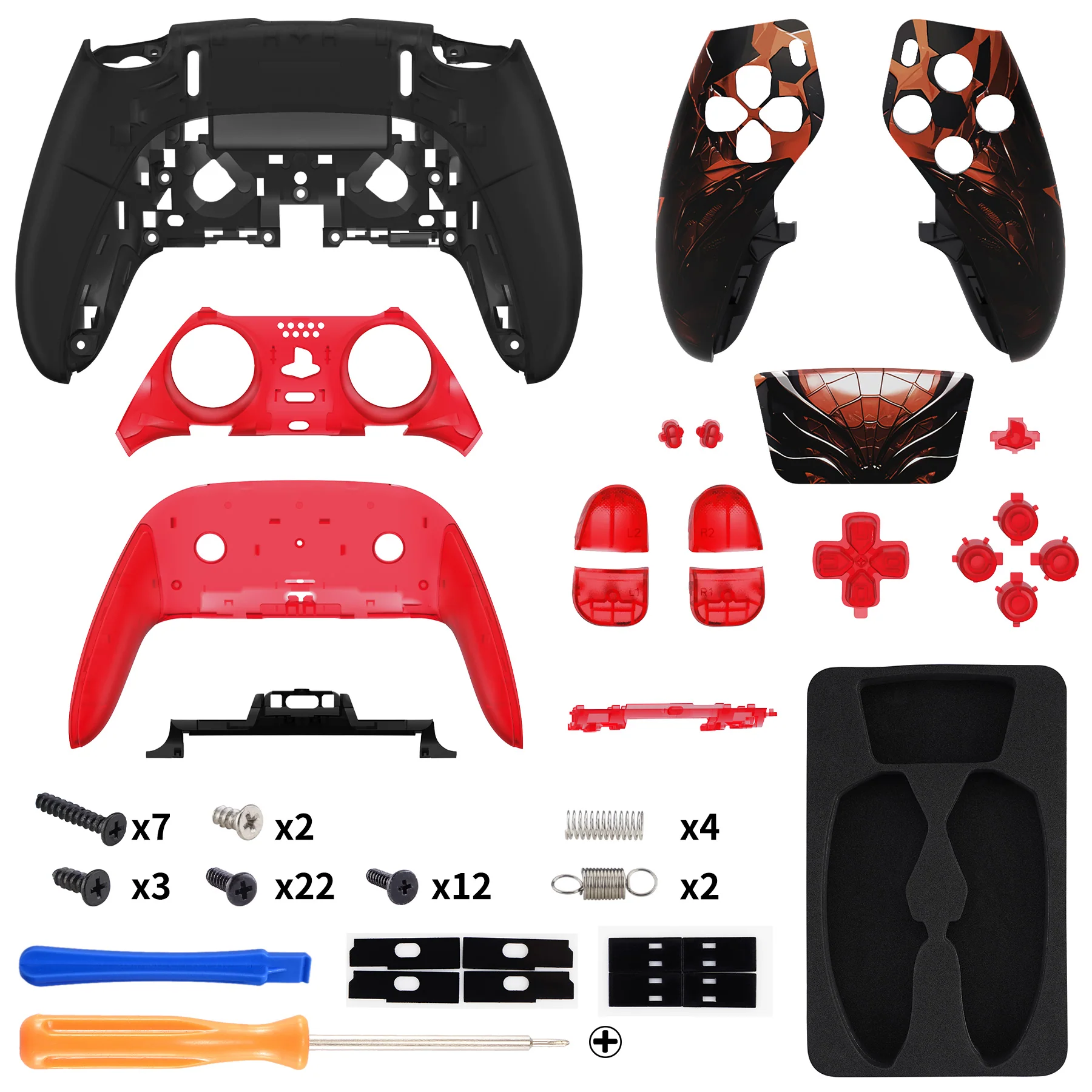 eXtremeRate Replacement Full Set Shells with Buttons Compatible with PS5 Edge Controller - Spider Armor - Image 2