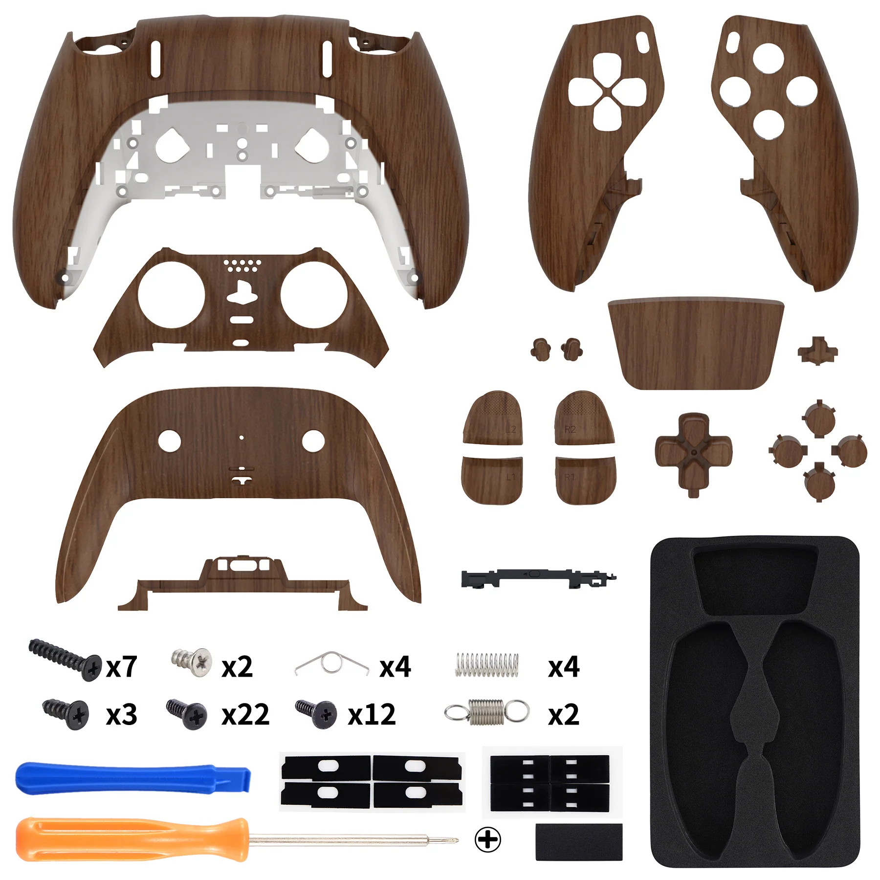 eXtremeRate Replacement Full Set Shells with Buttons Compatible with PS5 Edge Controller - Wood Grain - Image 2