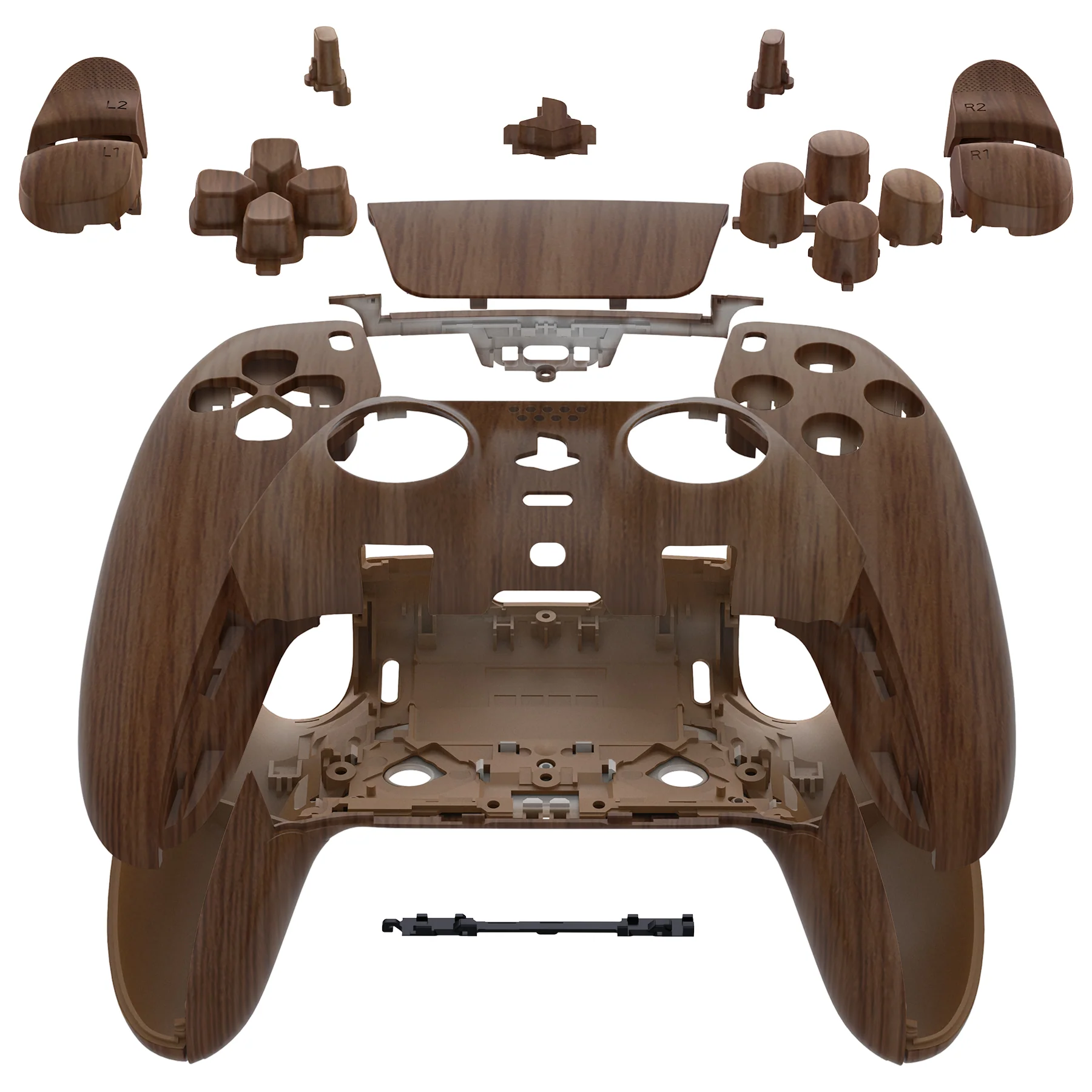 eXtremeRate Replacement Full Set Shells with Buttons Compatible with PS5 Edge Controller - Wood Grain - Image 3