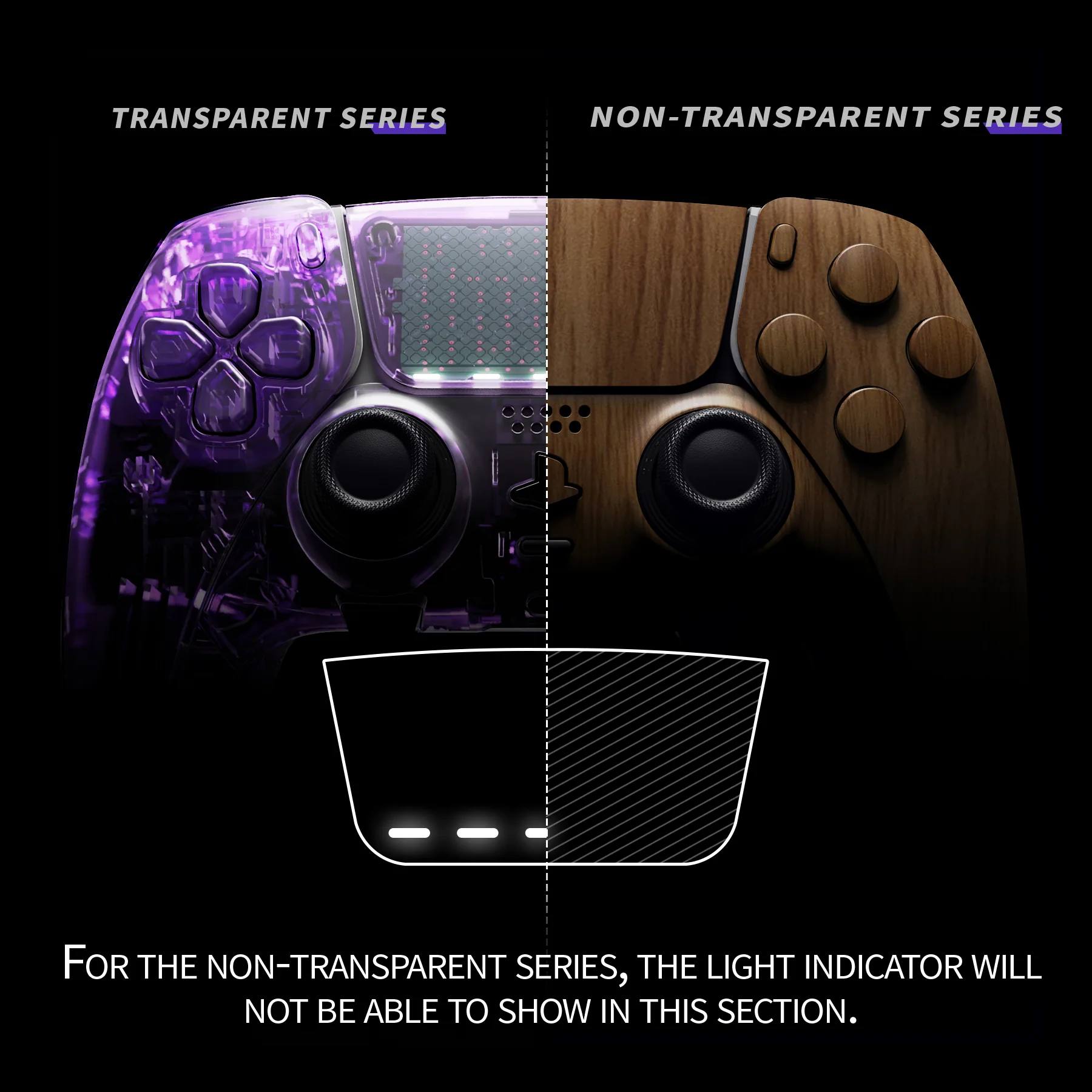 eXtremeRate Replacement Full Set Shells with Buttons Compatible with PS5 Edge Controller - Wood Grain - Image 4