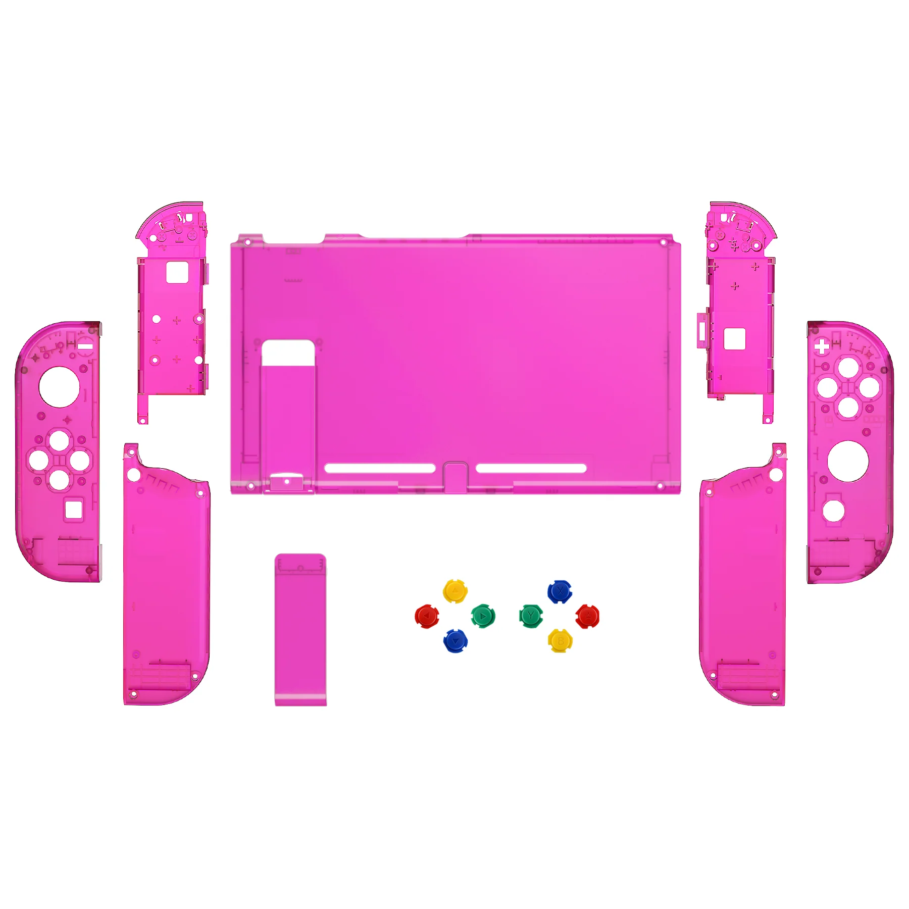 eXtremeRate Replacement Full Set Shells with Buttons for Nintendo Switch - Clear Candy Pink - Image 2