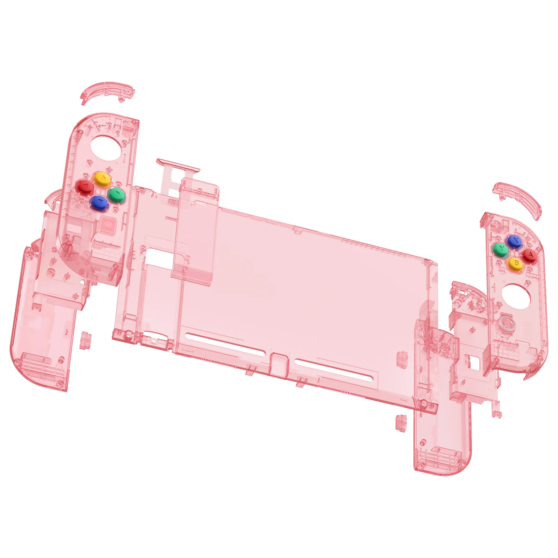 eXtremeRate Replacement Full Set Shells with Buttons for Nintendo Switch - Crystal Cherry Pink - Image 8