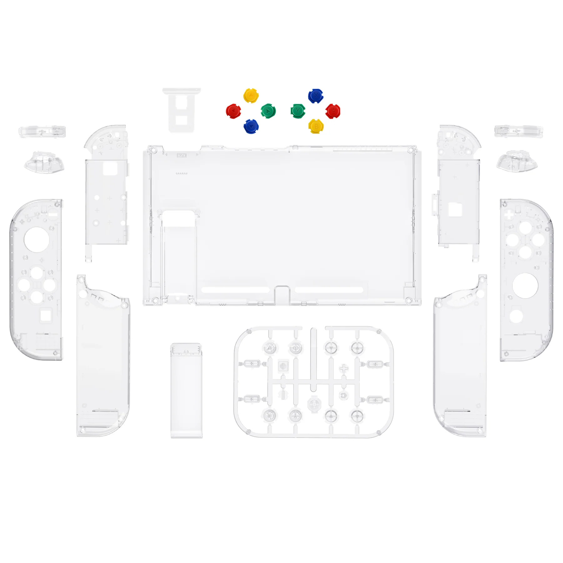 eXtremeRate Replacement Full Set Shells with Buttons for Nintendo Switch - Crystal Clear - Image 2